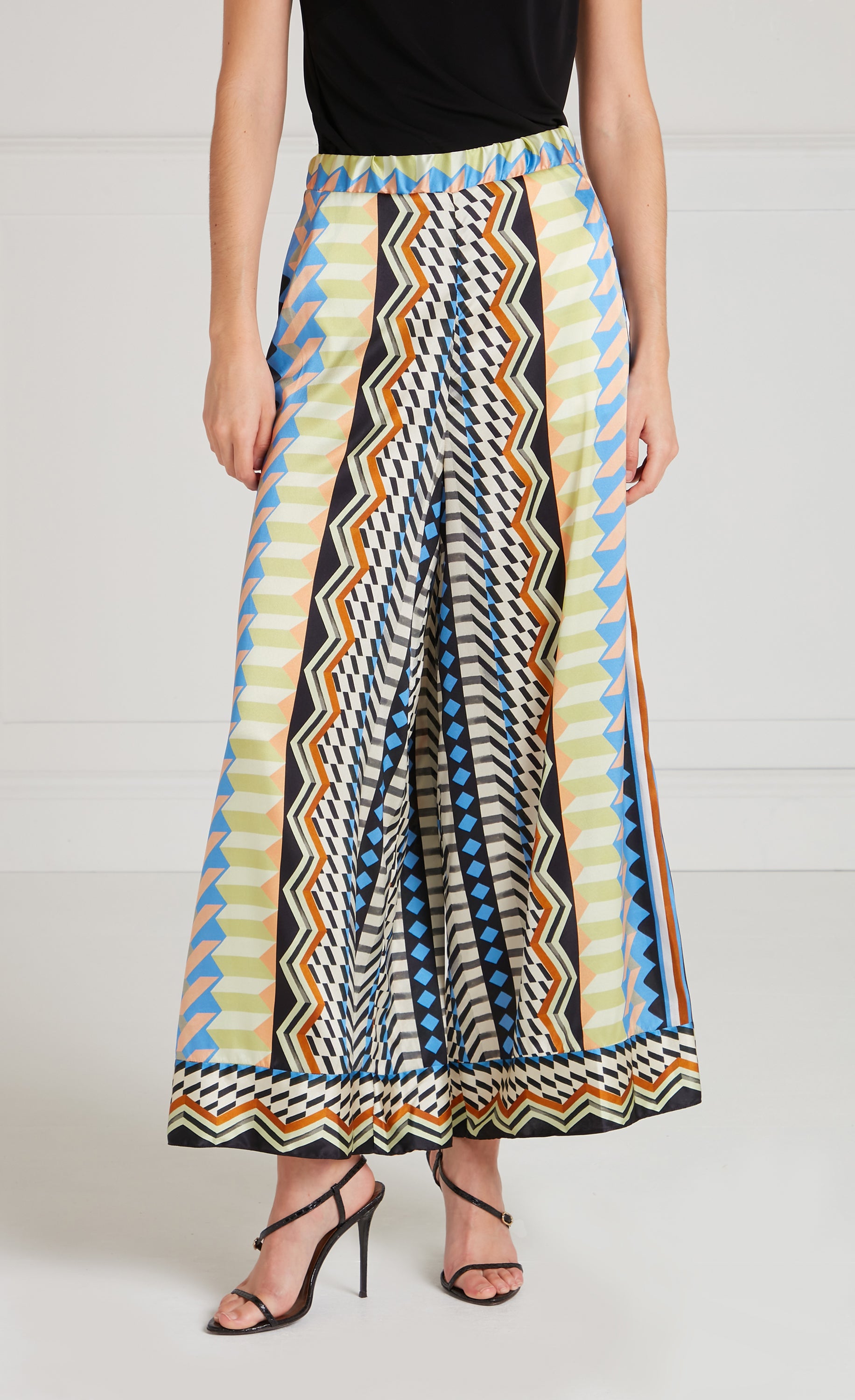 Meryl Palazzo Trousers - Provence Blue Mix