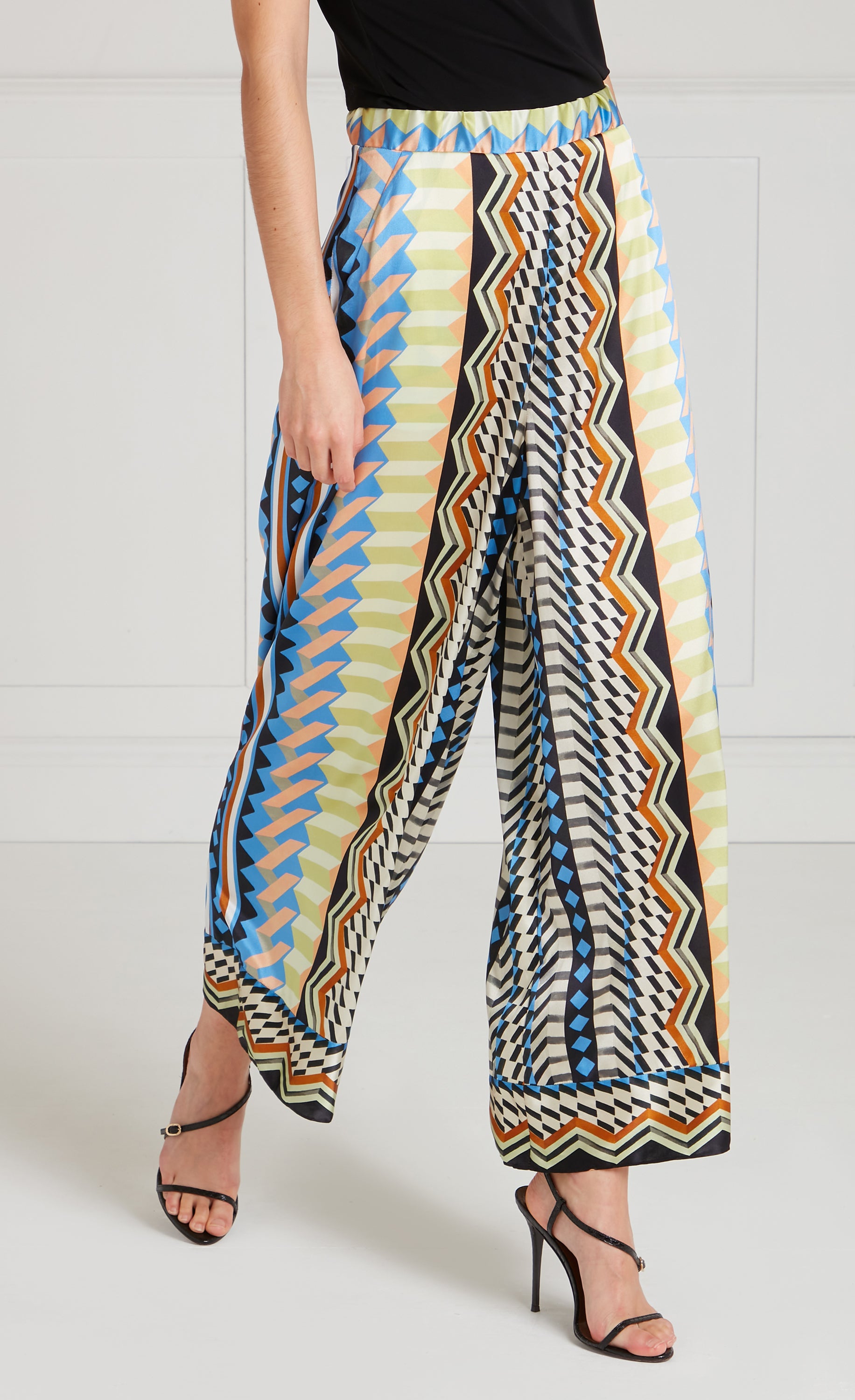 Meryl Palazzo Trousers - Provence Blue Mix