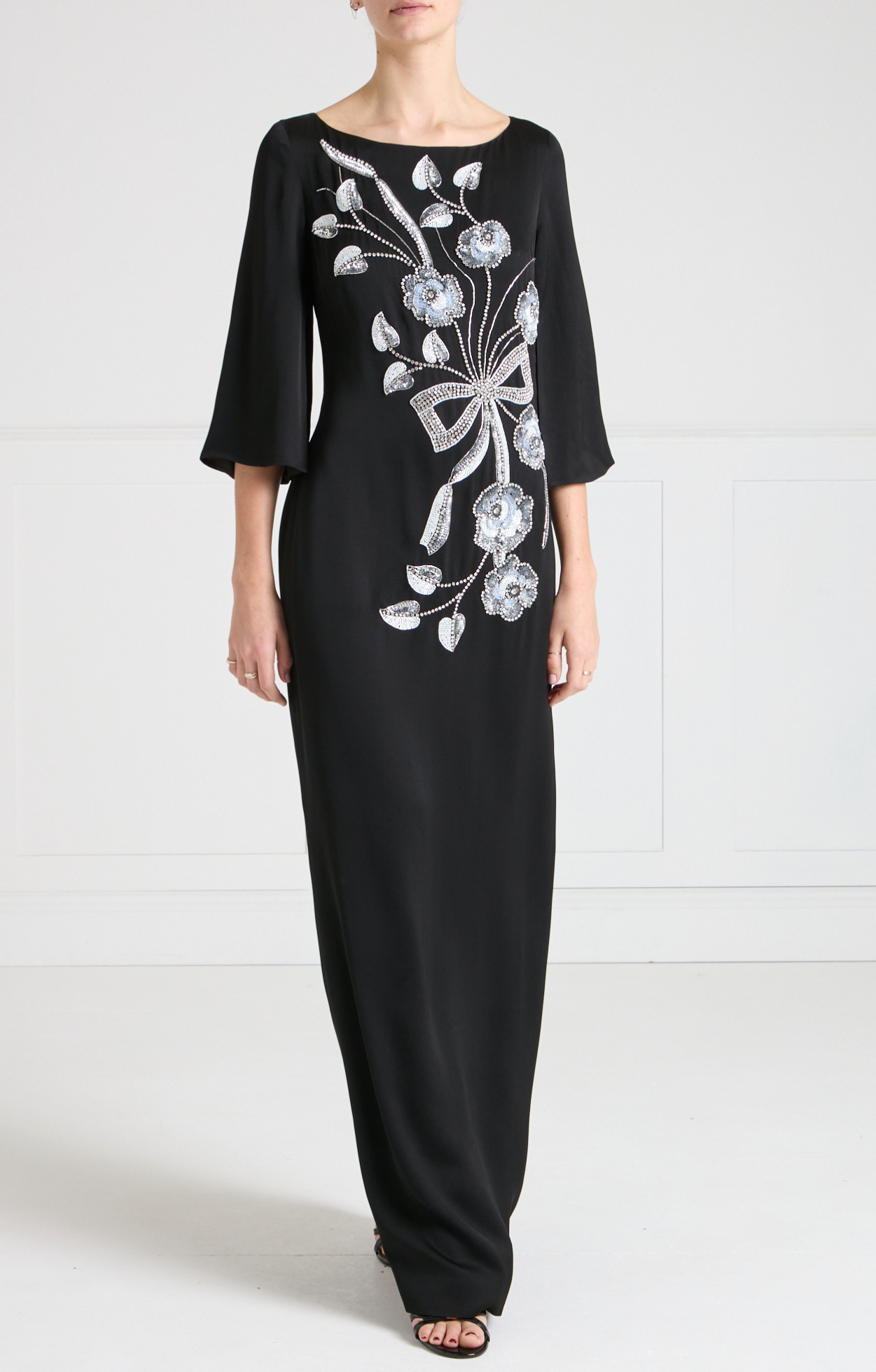 Lana Sleeved Gown - Black