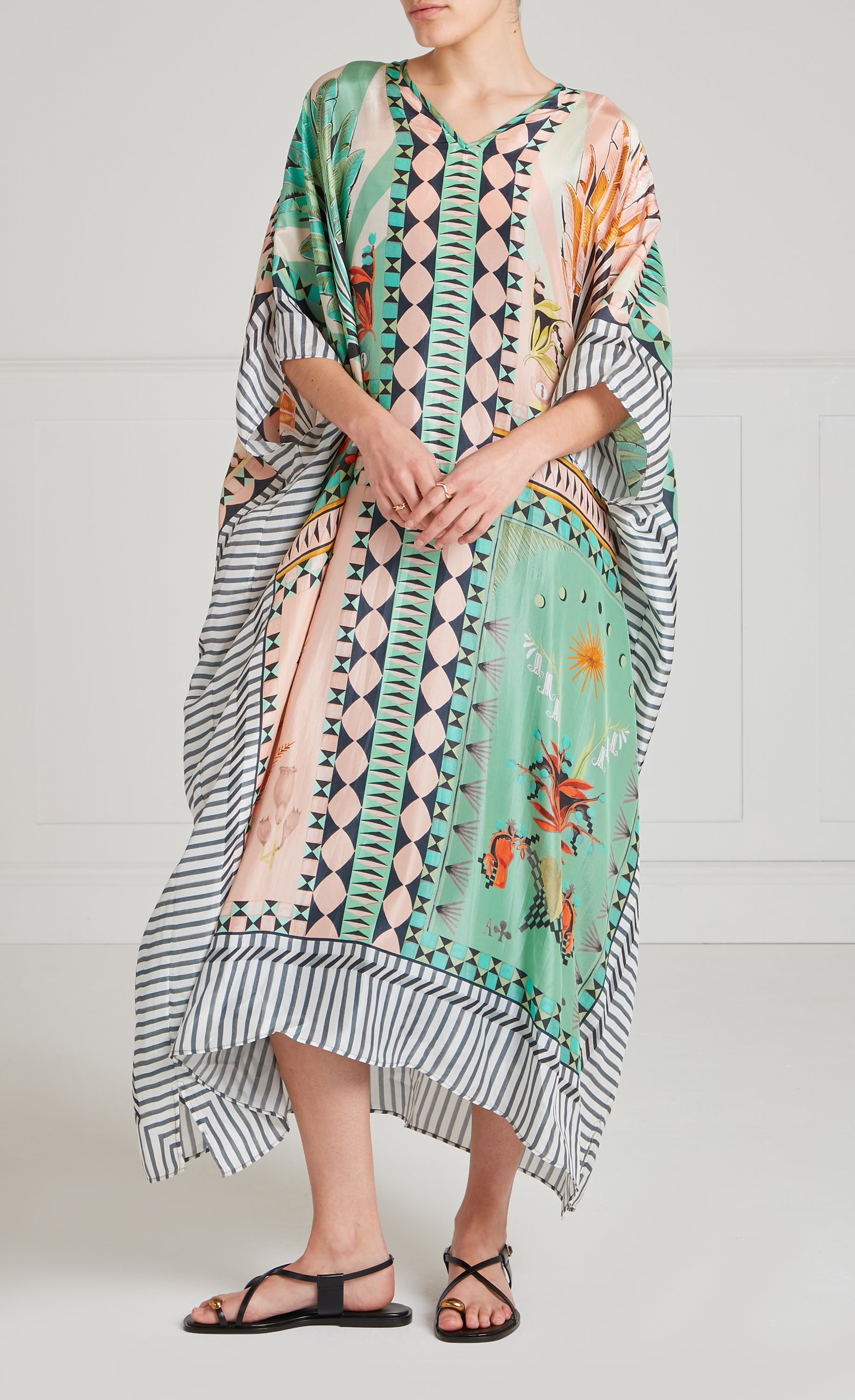 Amber V-Neck Kaftan - Bellini Mix