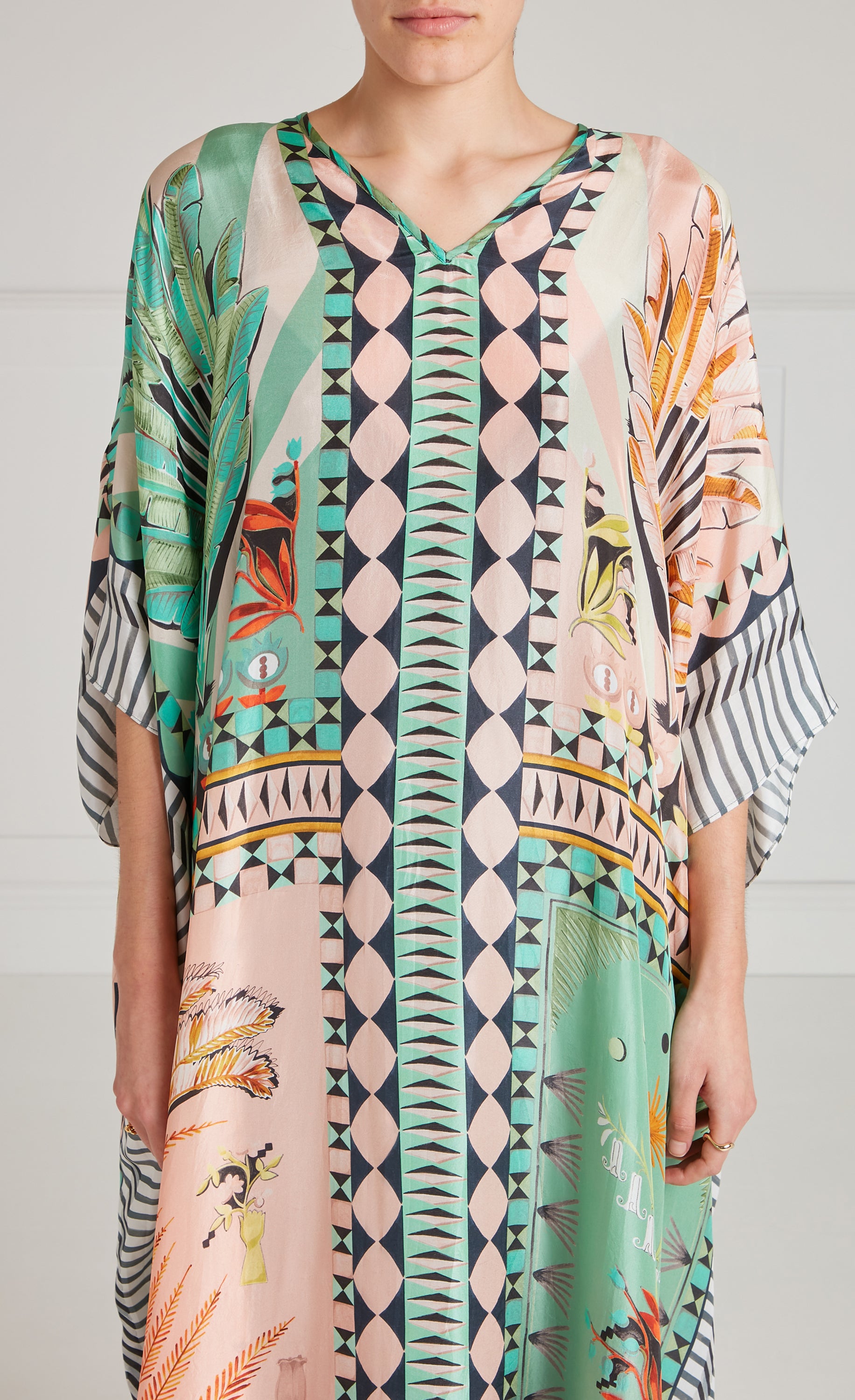 Amber V-Neck Kaftan - Bellini Mix