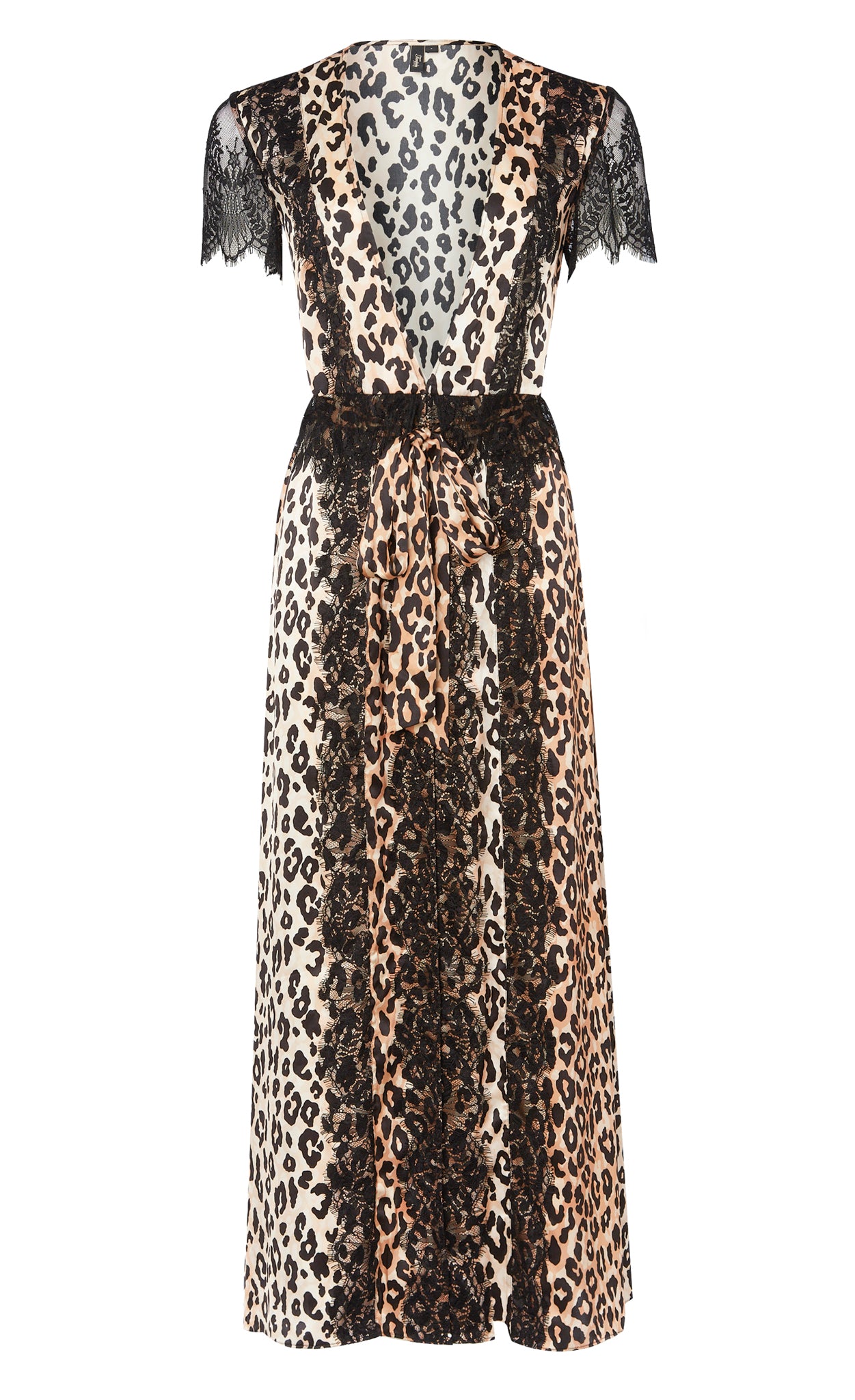 Nyx Short Sleeve Robe - Black/Leopard