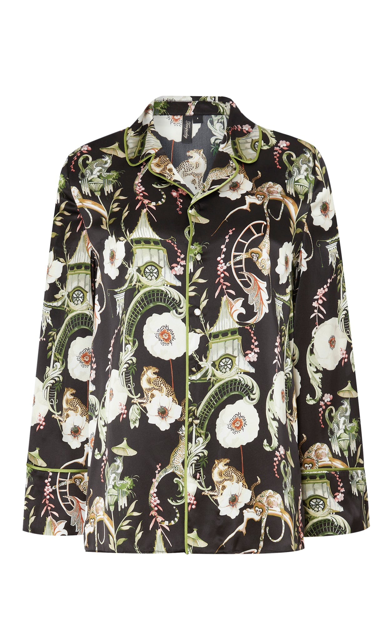 Aphrodite Long Sleeve Pyjama Top - Black/Dark Euphoria