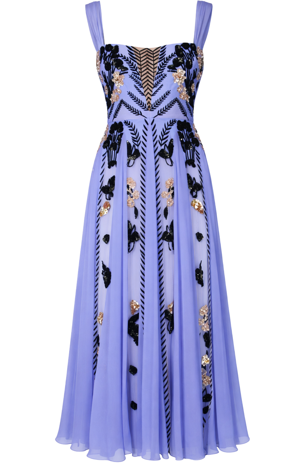 Gilded Strappy Dress - Lavender Blue