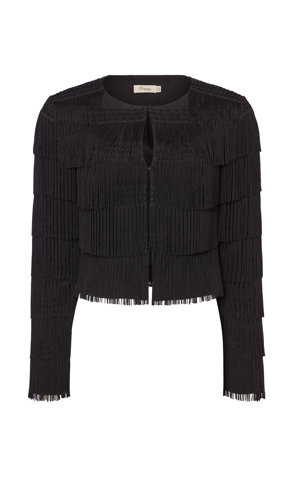 Fringe Cropped Jacket - Black