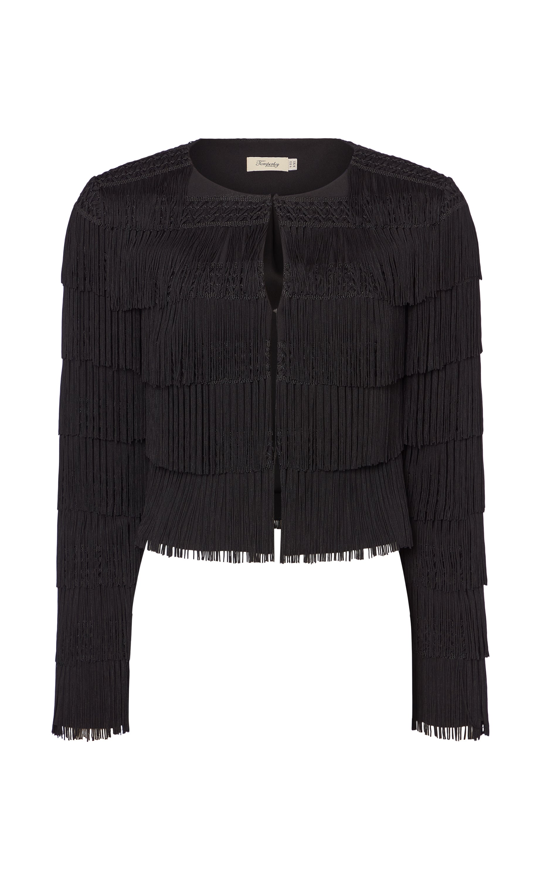 Fringe Cropped Jacket - Black