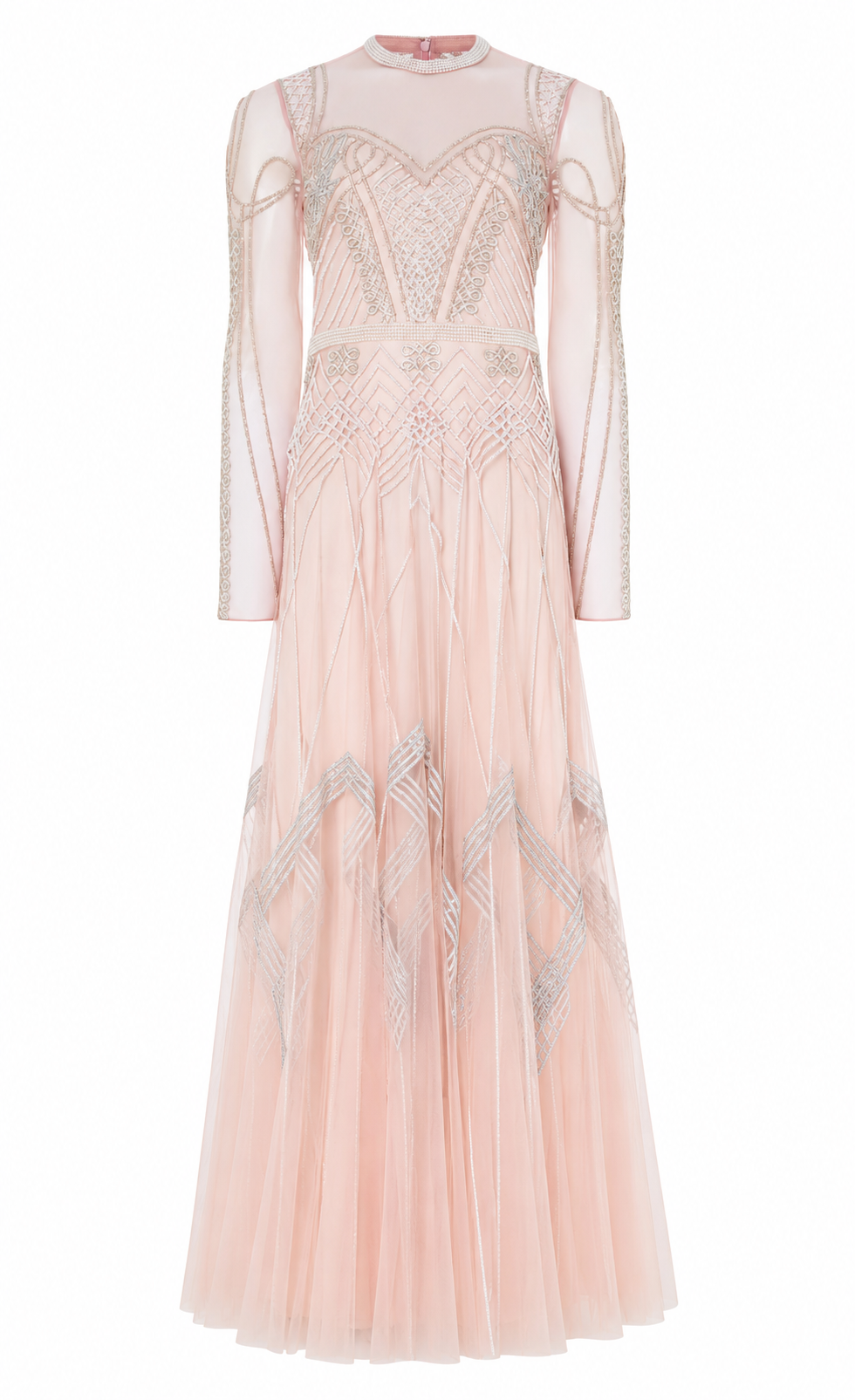 Persephone Sleeved Full-Length Gown - Rose