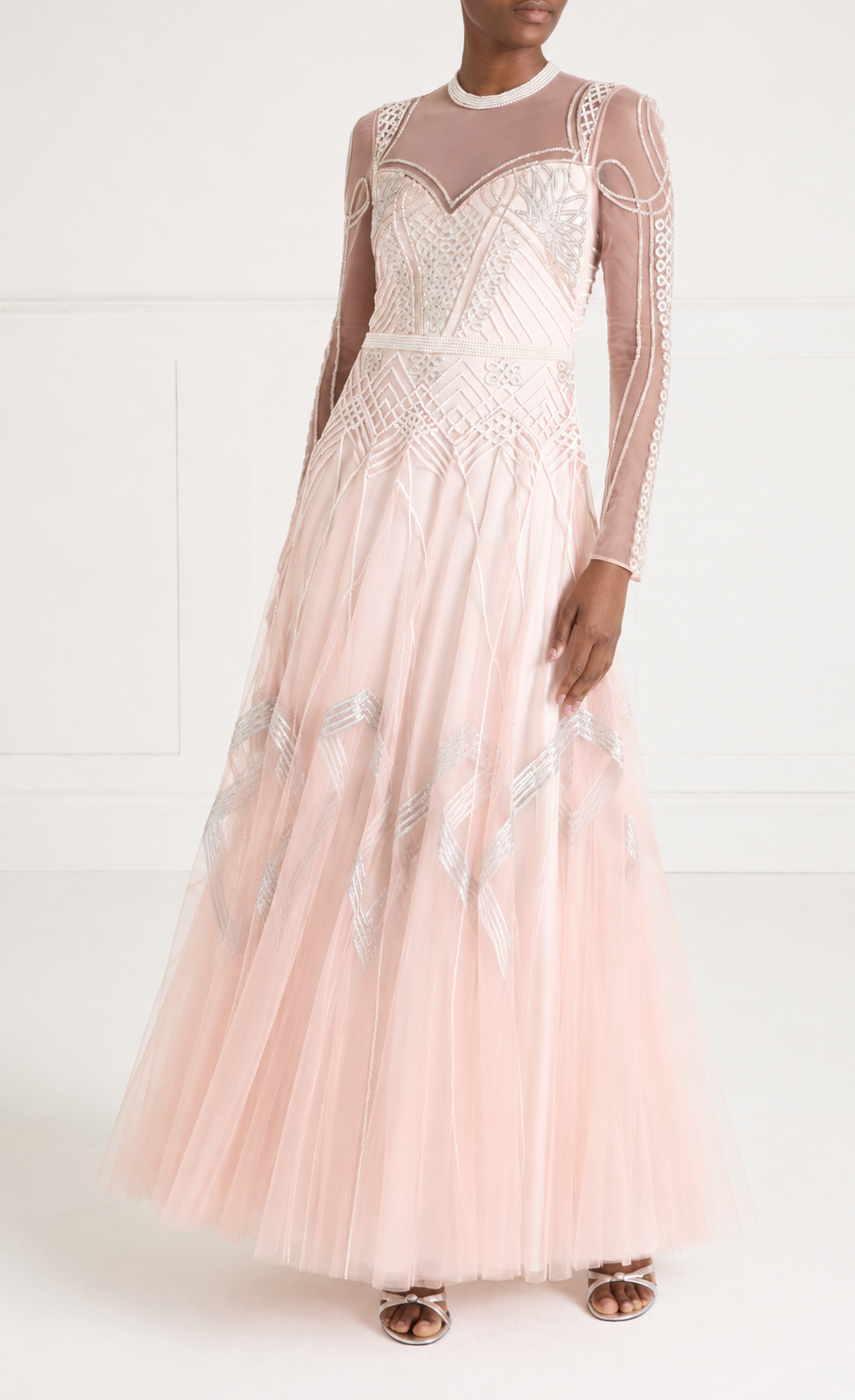 Persephone Sleeved Full-Length Gown - Rose