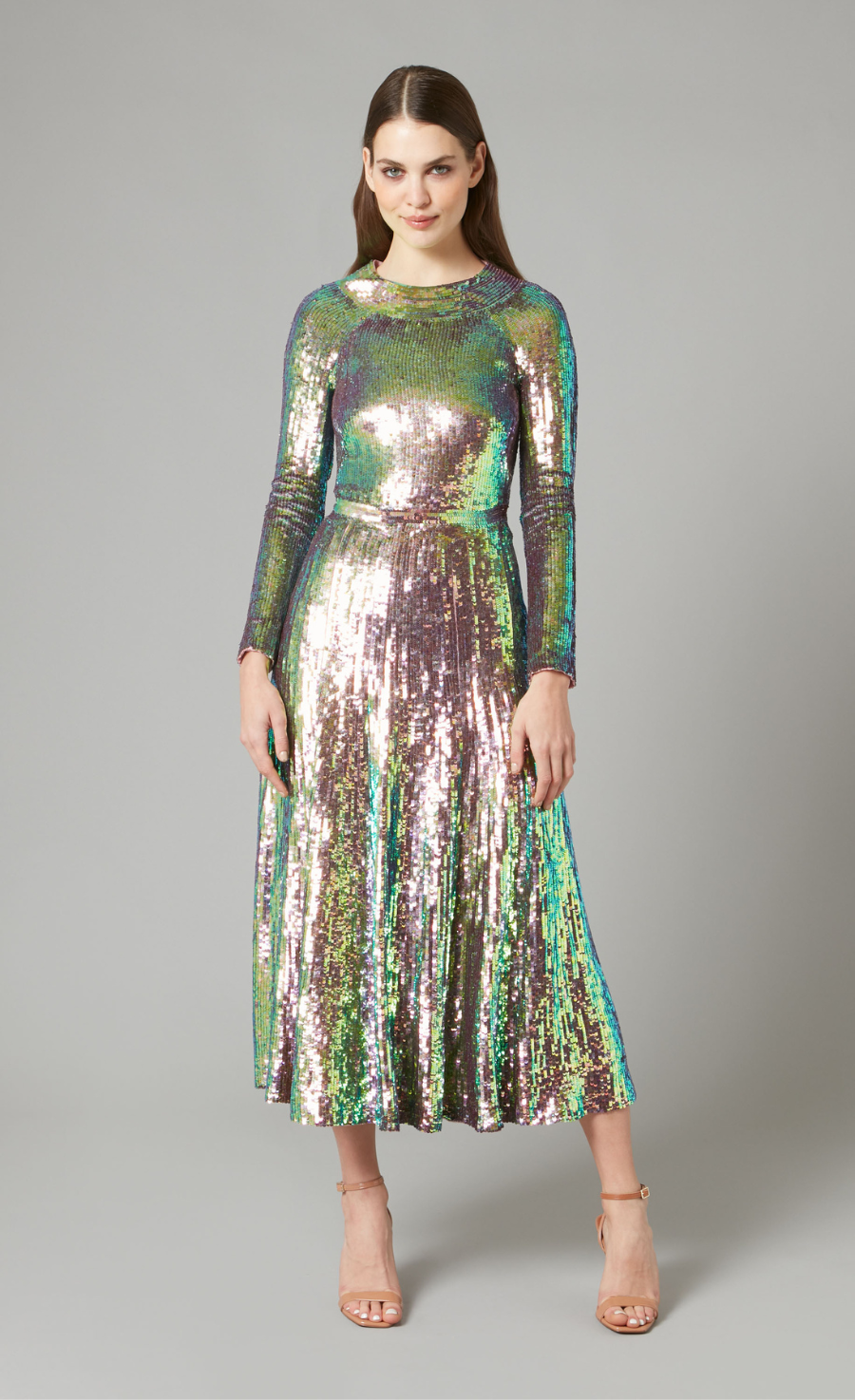 Ray Sequin Dress - Iridescent Khaki
