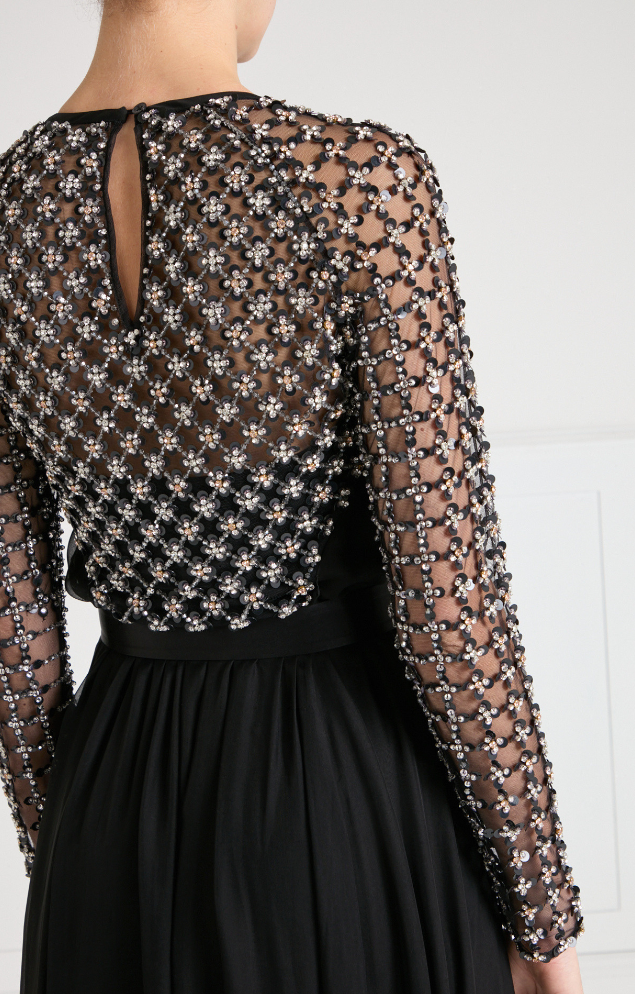 Angelli Lattice Long Dress - Black | Dresses & Jumpsuits