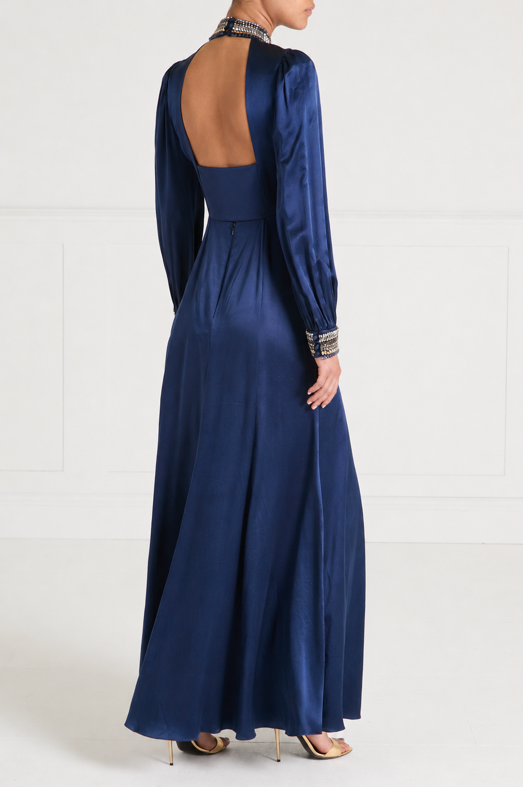 Beatrice Sleeved Gown - Sapphire Blue