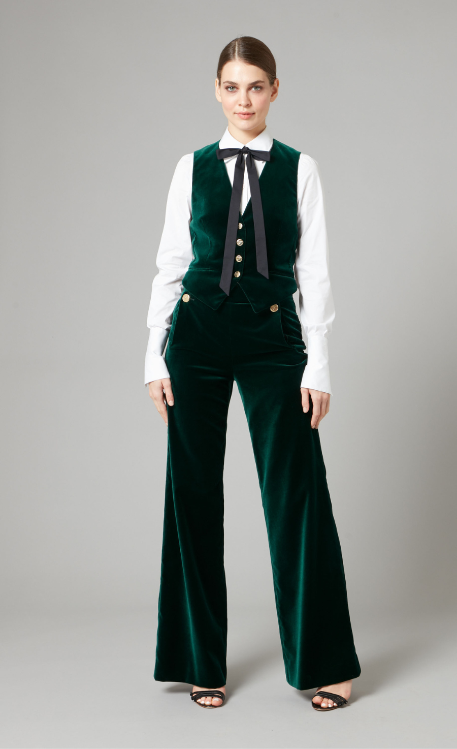Clove Velvet Waisted Trousers - Emerald