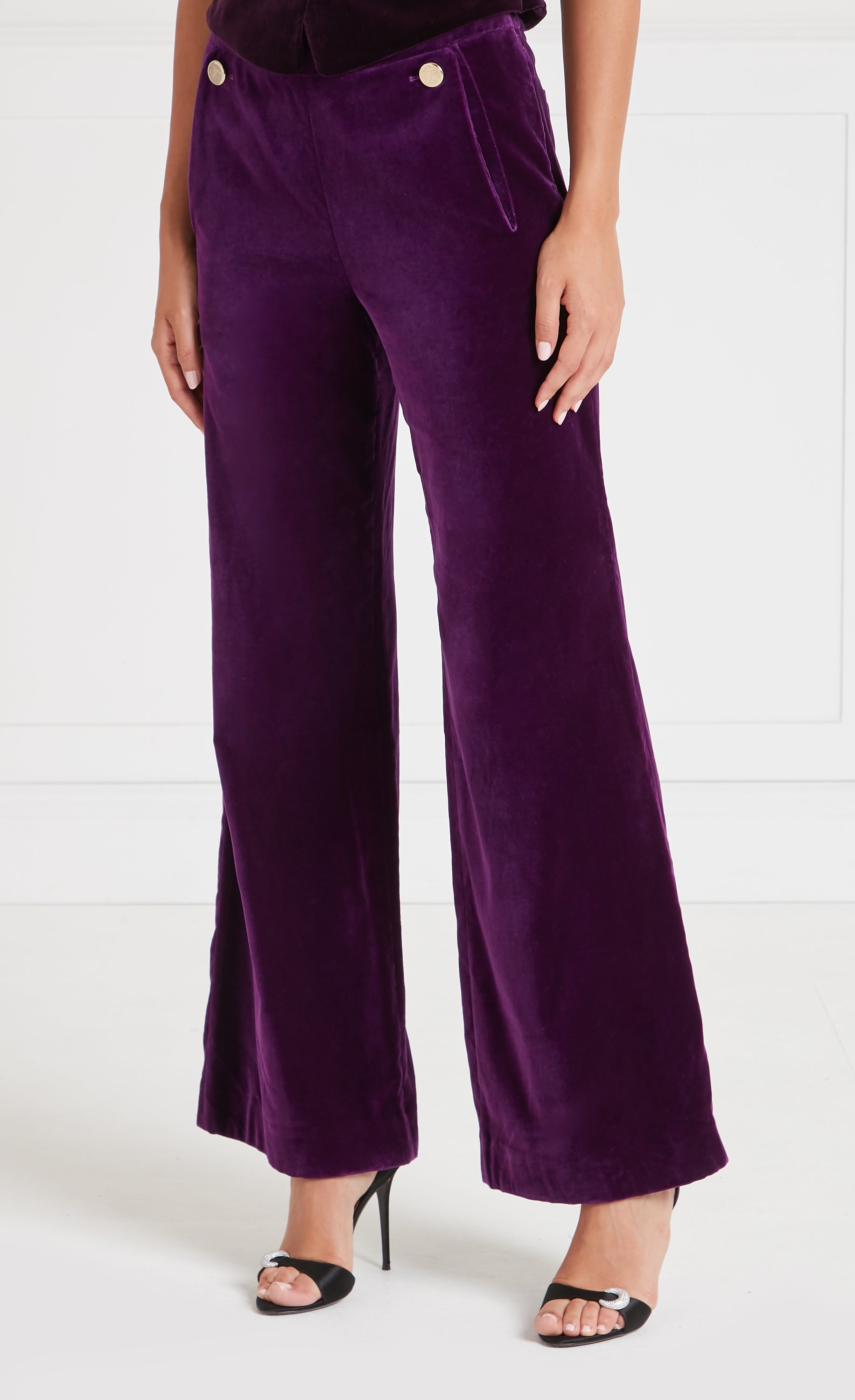 Clove Velvet Waisted Trousers - Dark Amethyst