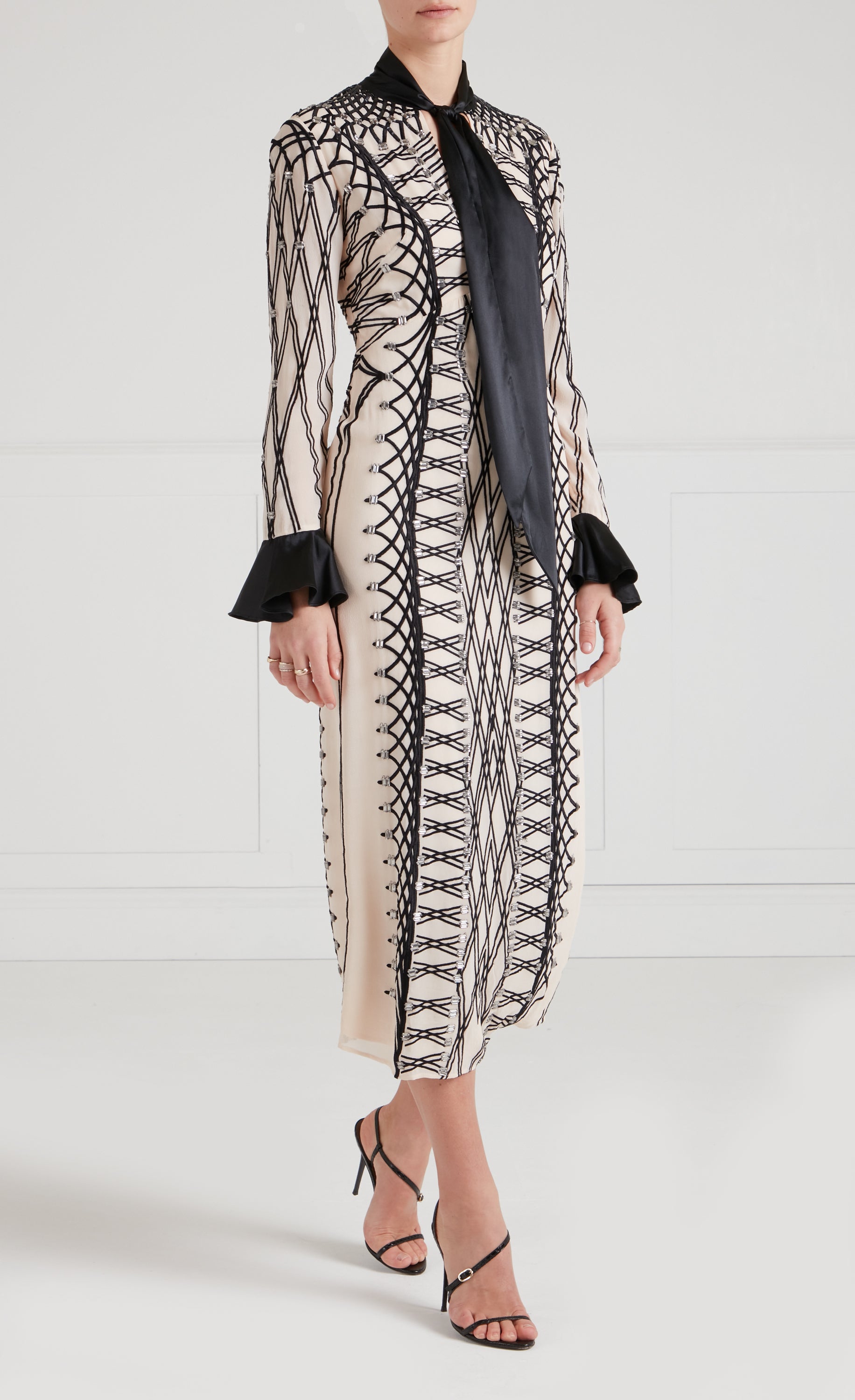 Cressida Tie Dress - Almond & Black