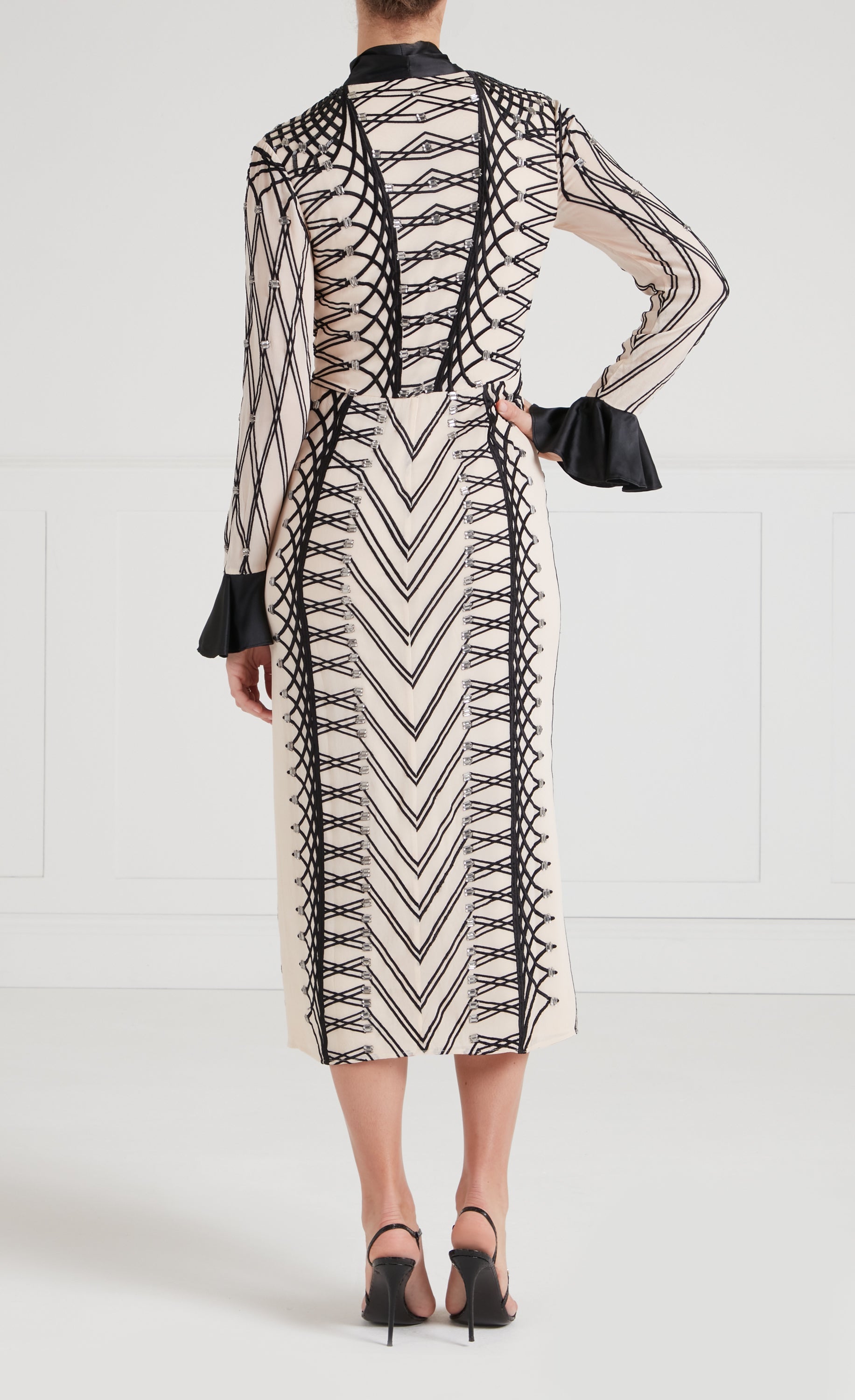Cressida Tie Dress - Almond & Black