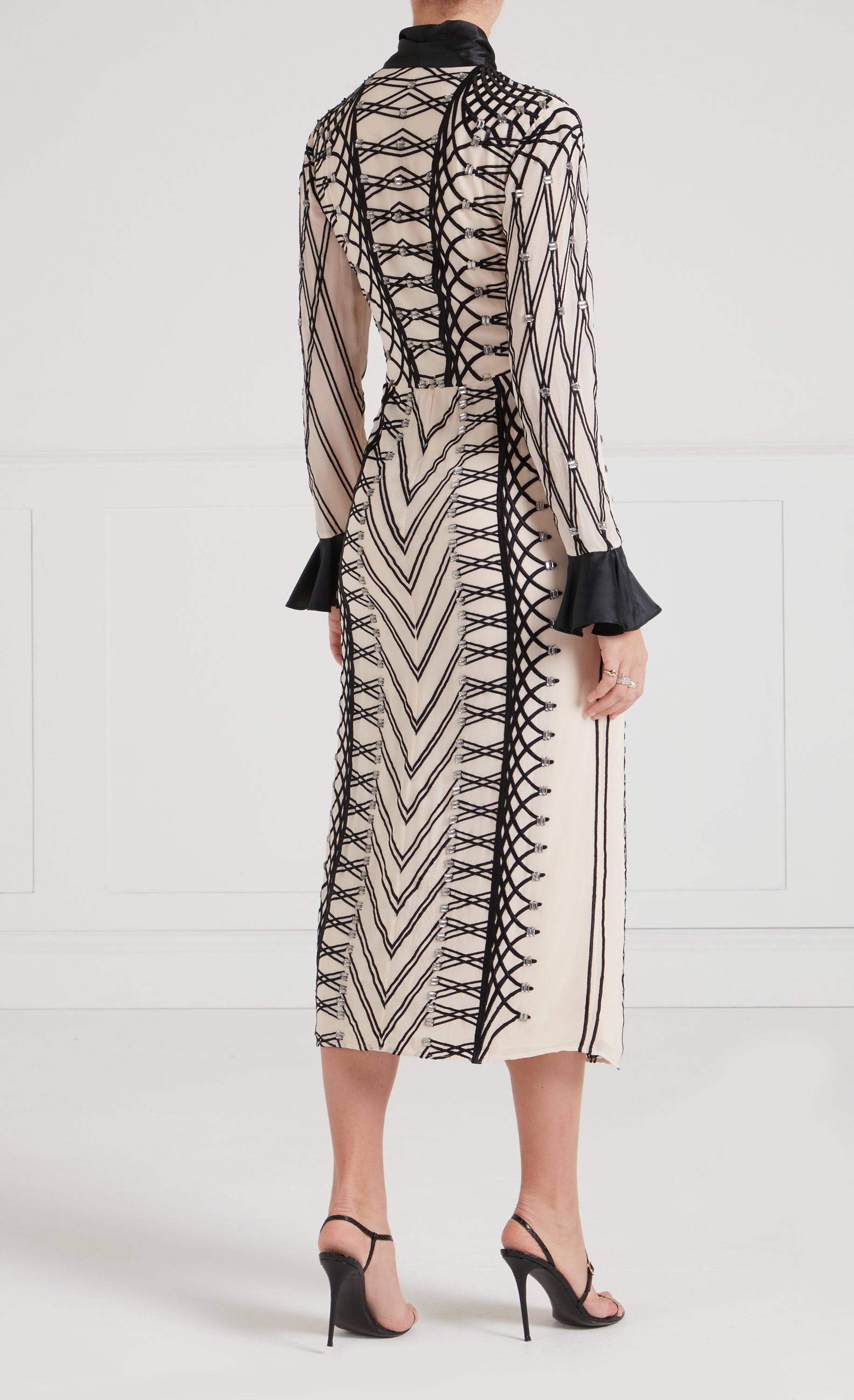Cressida Tie Dress - Almond & Black
