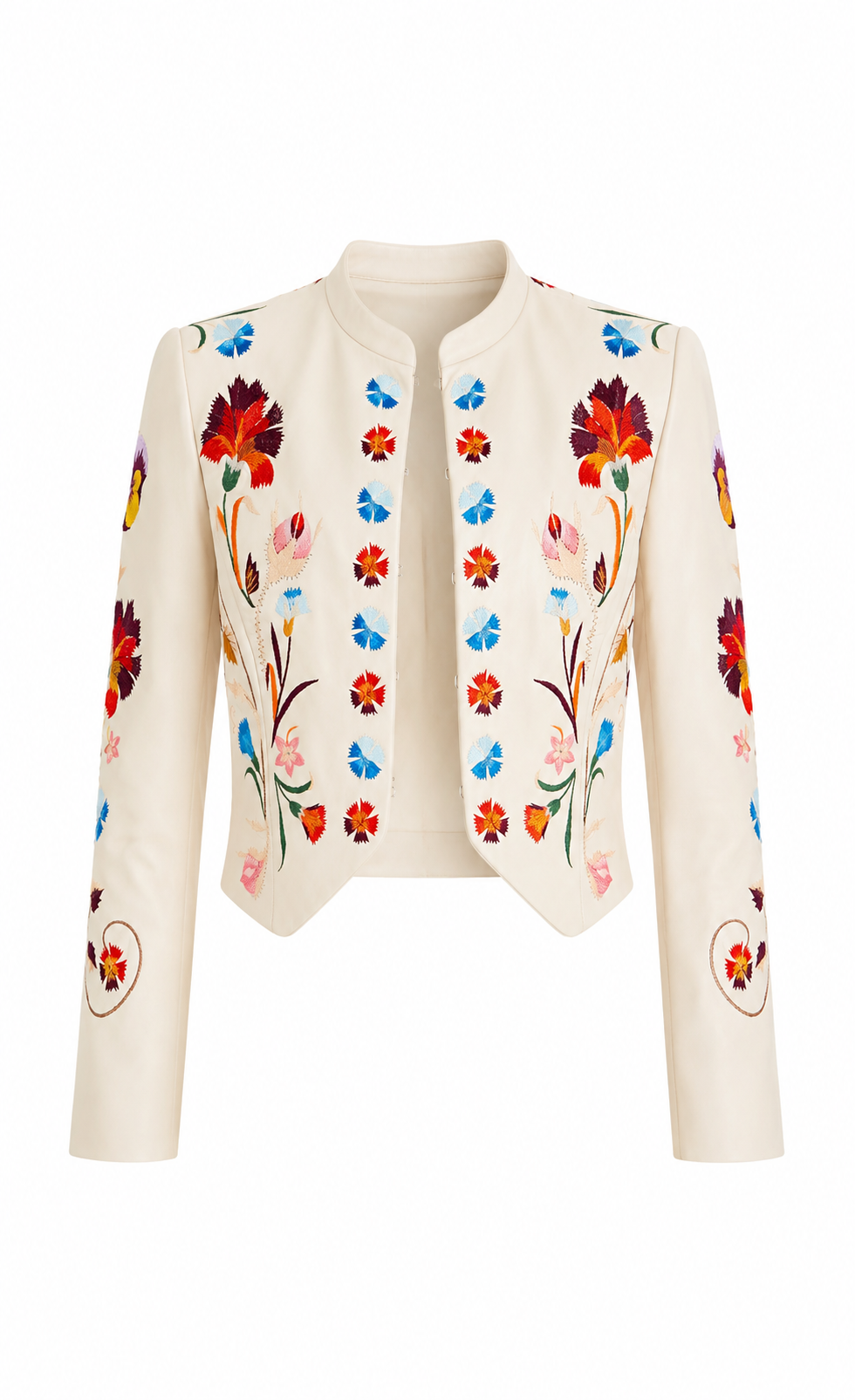 Toledo Fitted Leather Jacket - Ivory