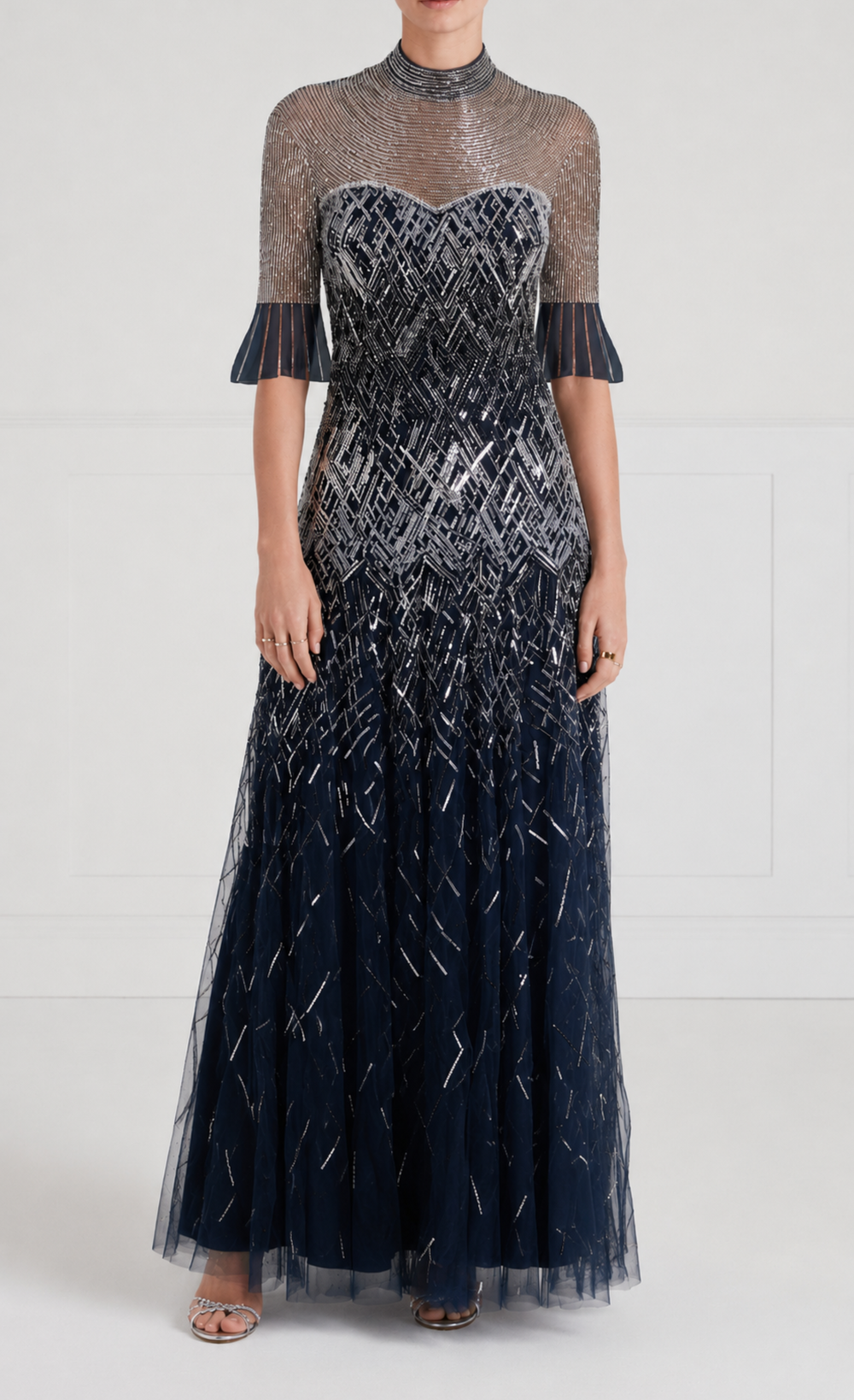 Circe Sleeved Gown - Midnight