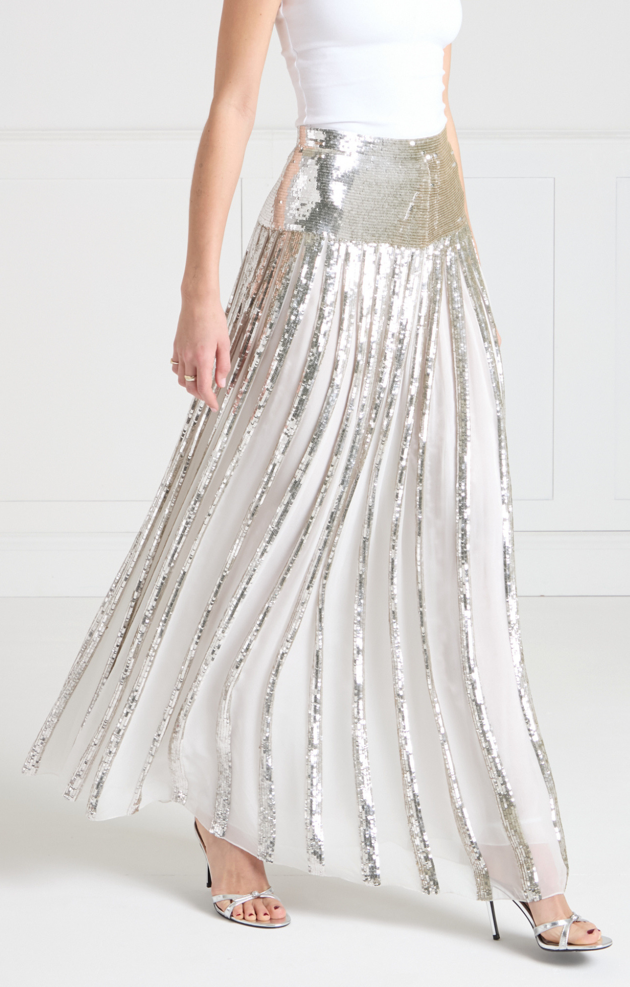 Filigree Full Length Skirt - Silver