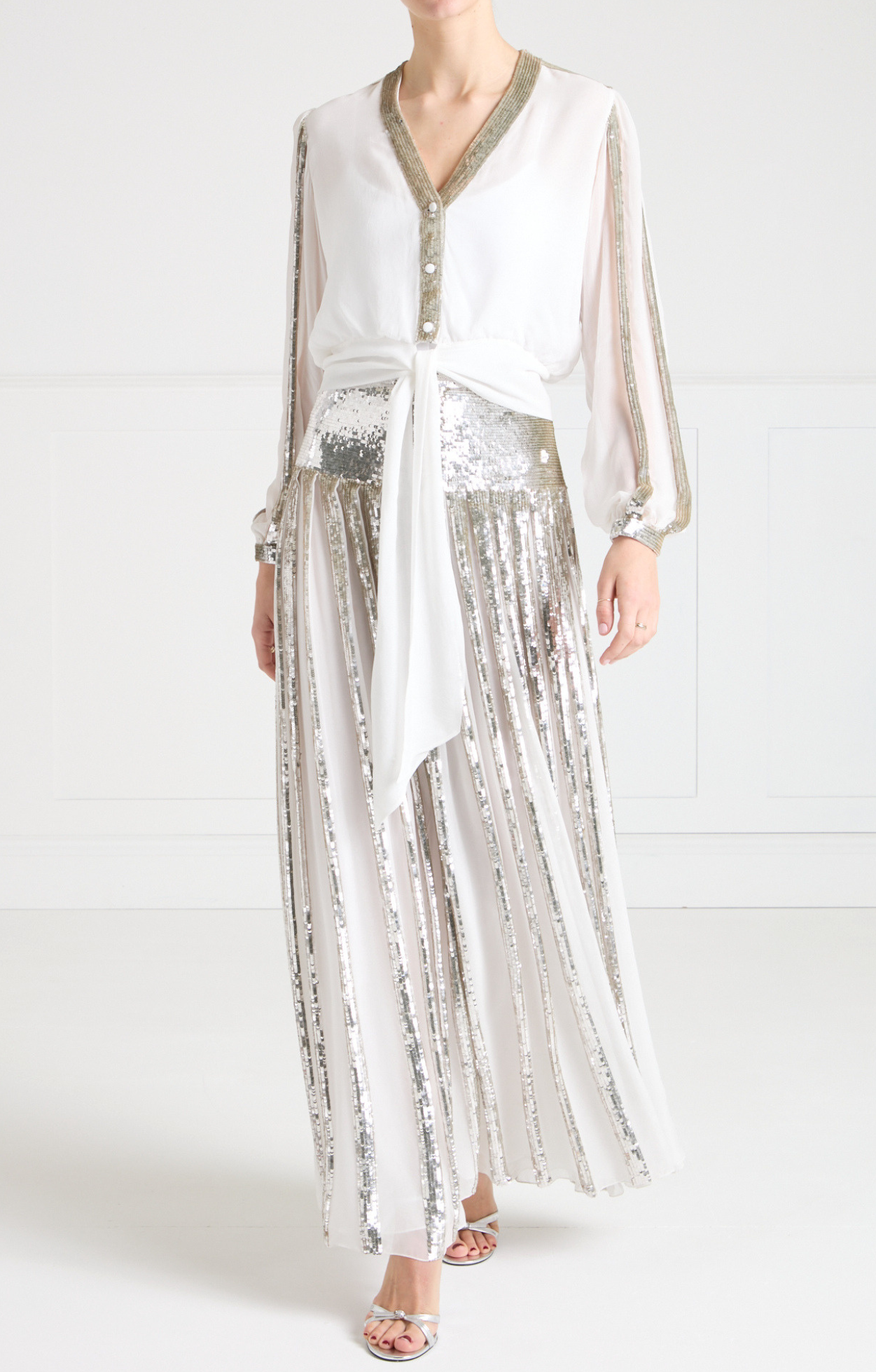 Filigree Full Length Skirt - Silver