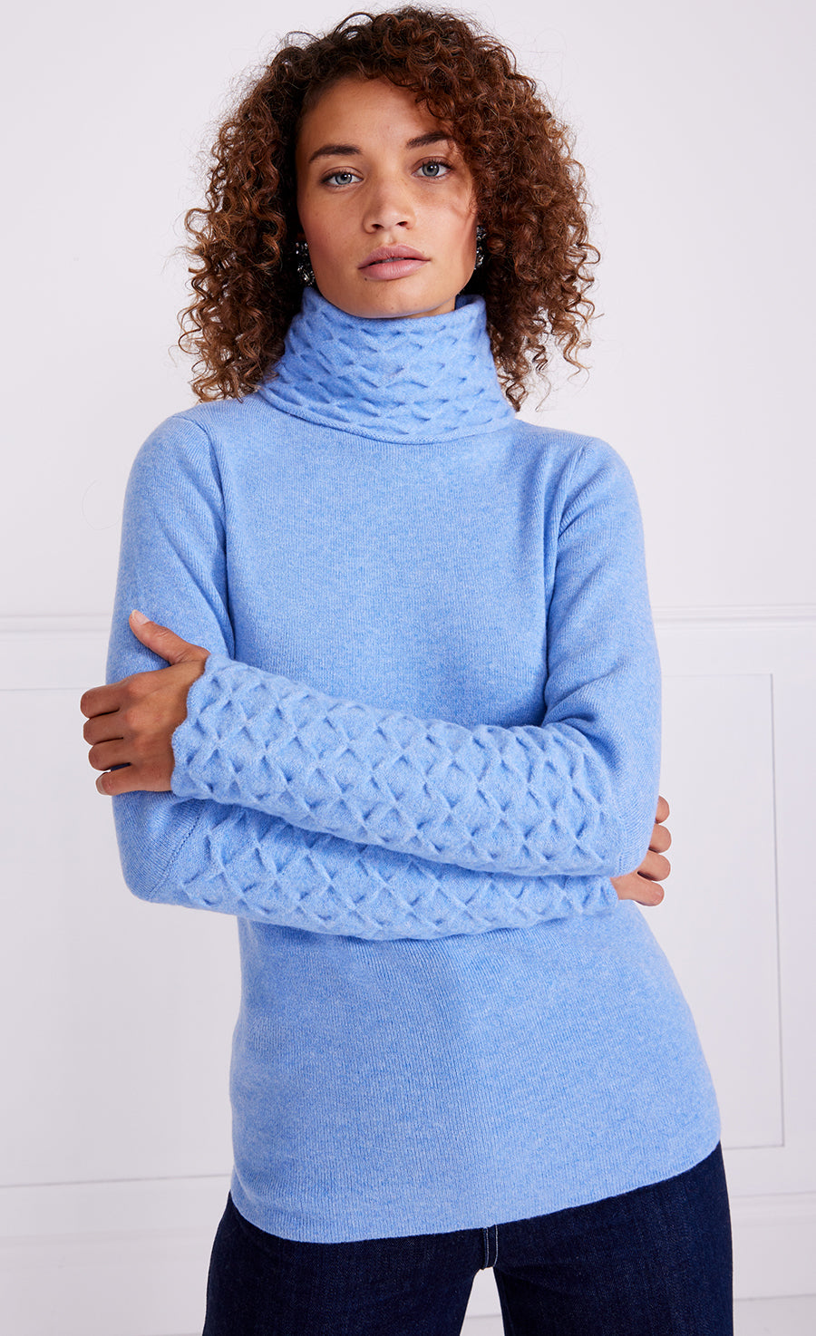 Honeycomb Knit Jumper Cornflower