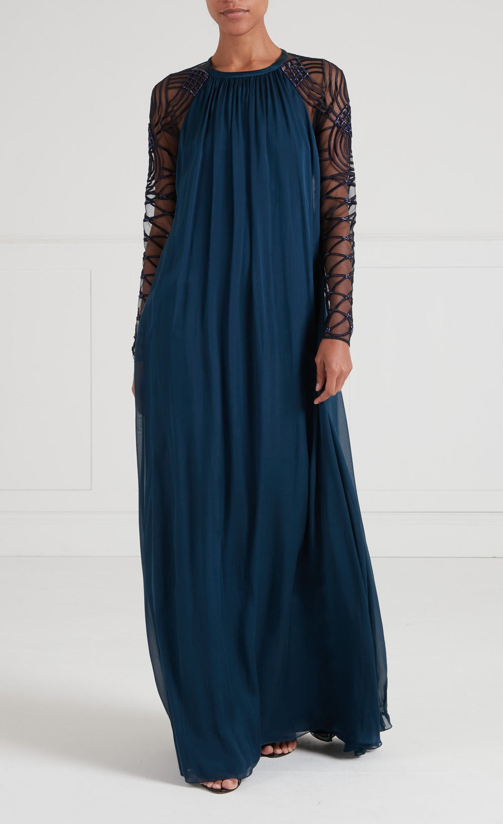 Imogen Sleeved Gown - Peacock Blue