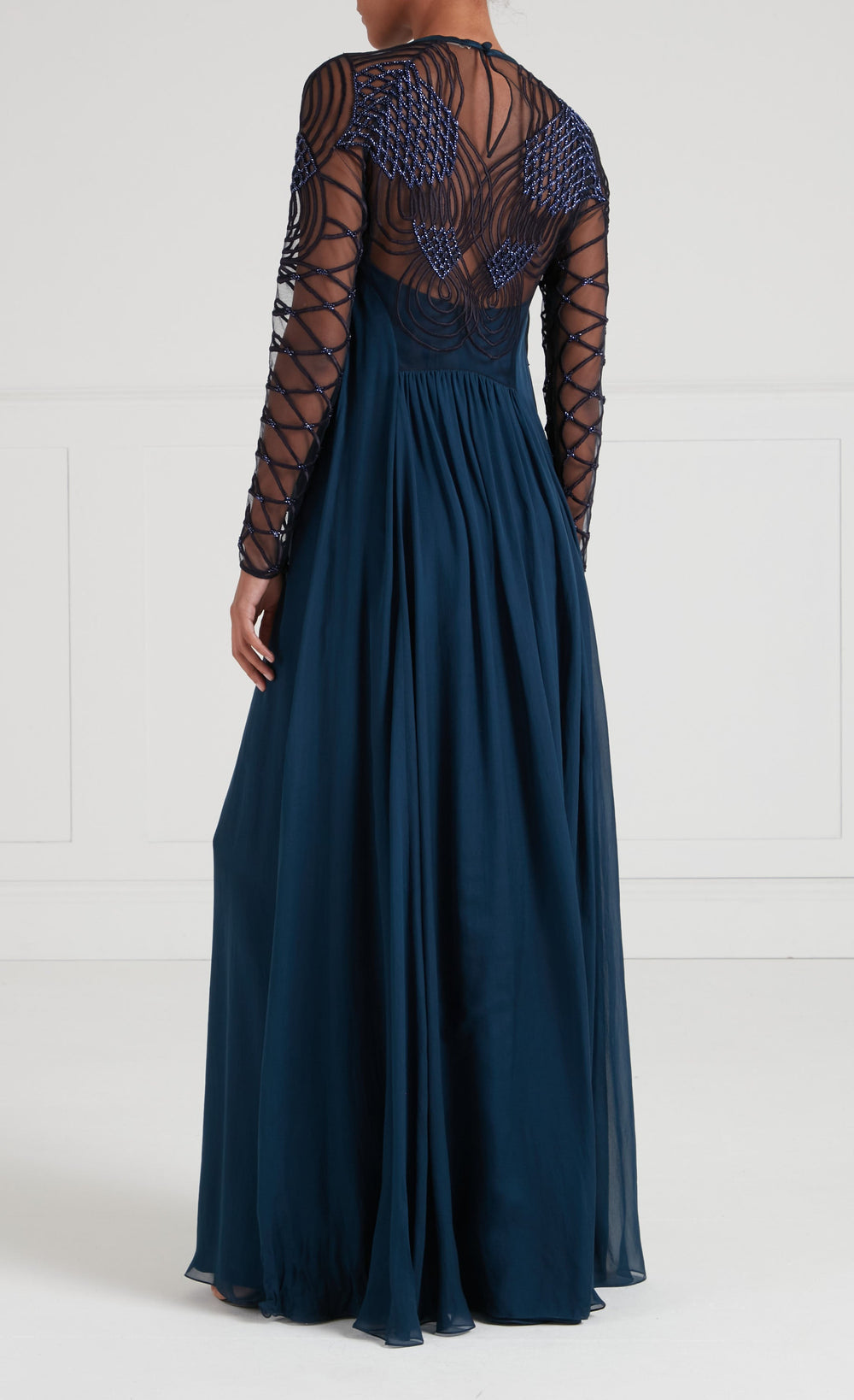 Imogen Sleeved Gown - Peacock Blue