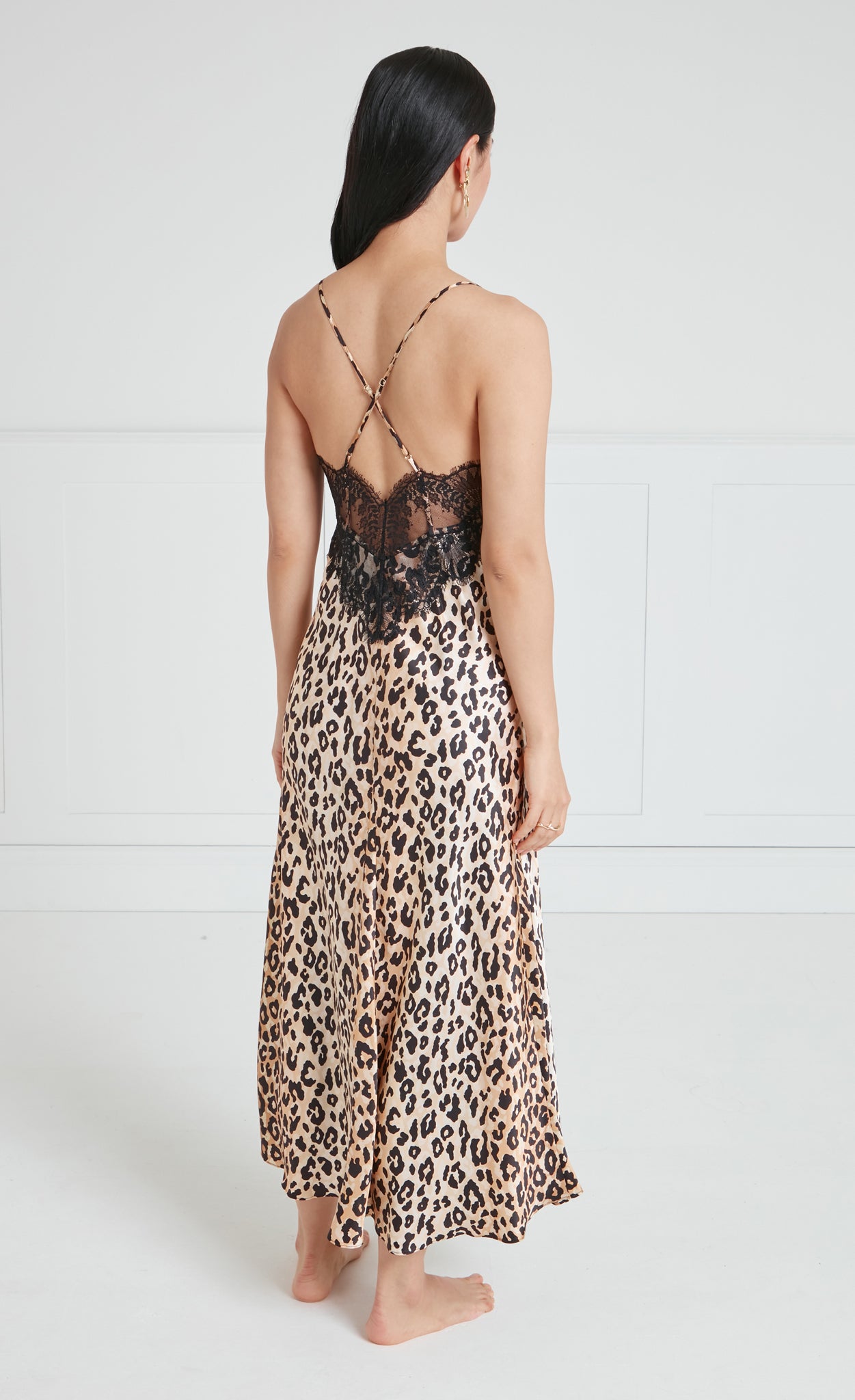 Nyx Slip Dress Black/Leopard - Main Image