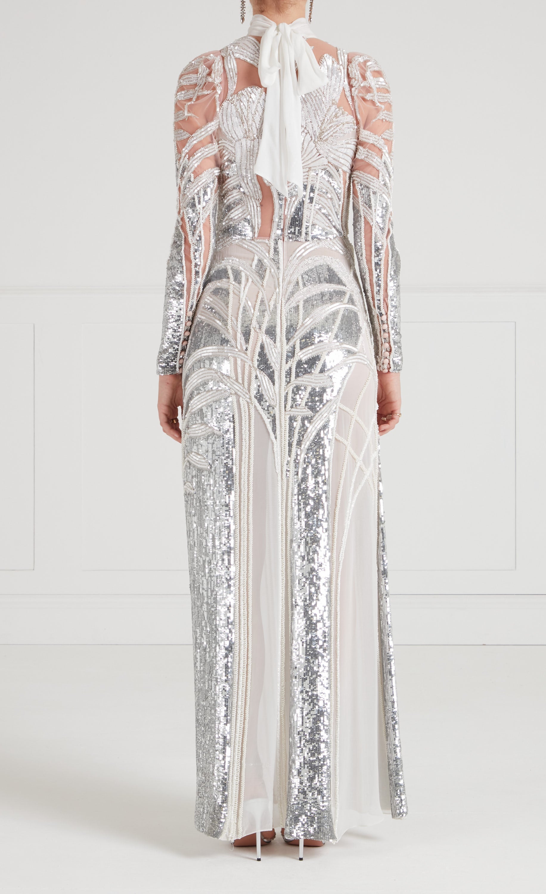 Mariana Sleeved Gown - Platinum
