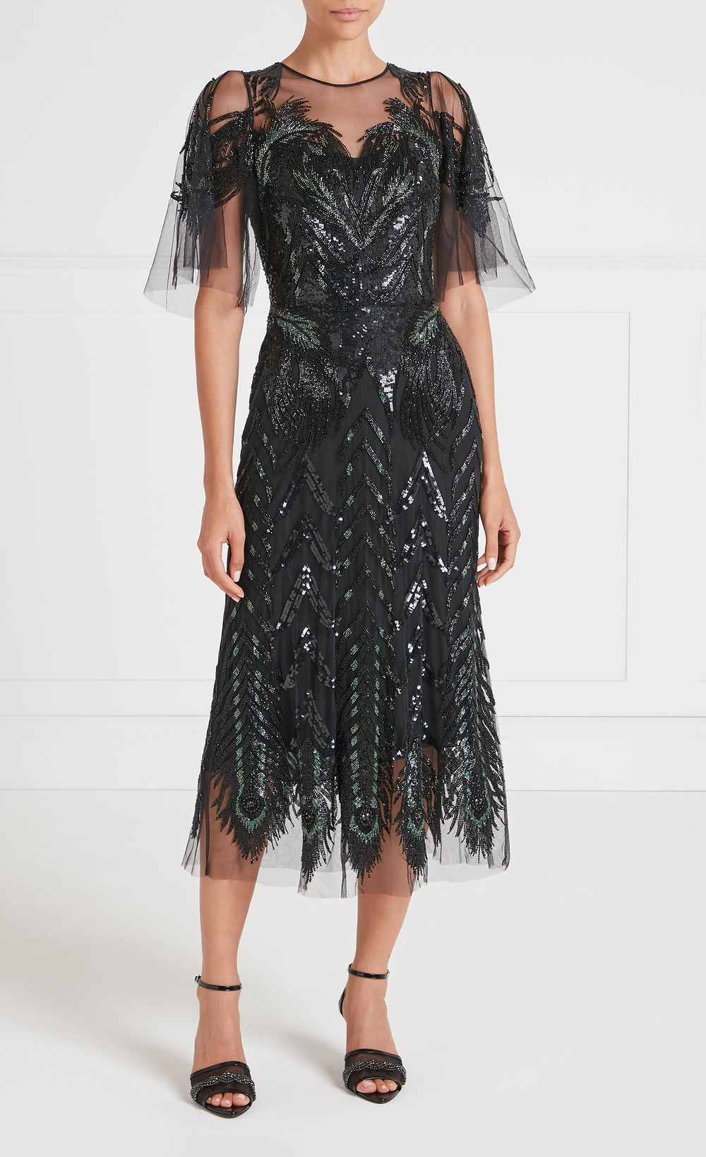 Peacock Midi Dress - Black | Dresses & Jumpsuits