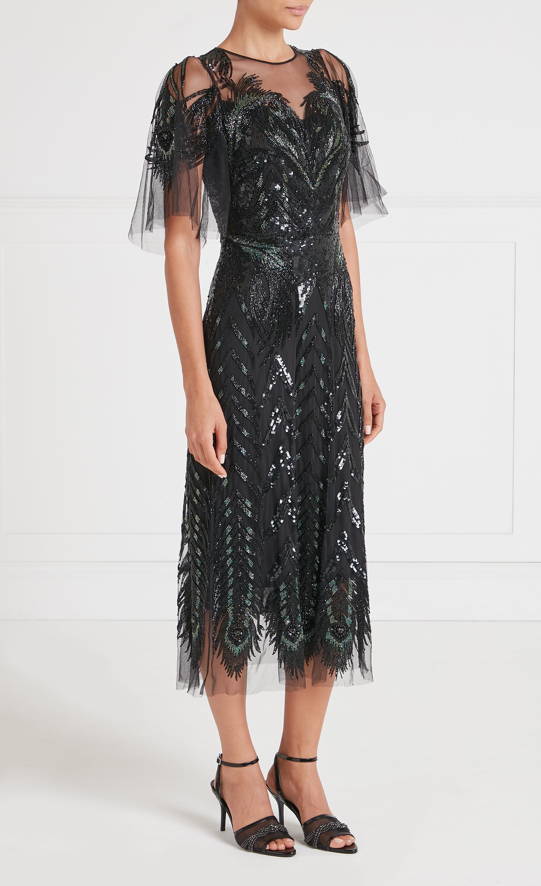 Peacock Midi Dress - Black | Dresses & Jumpsuits