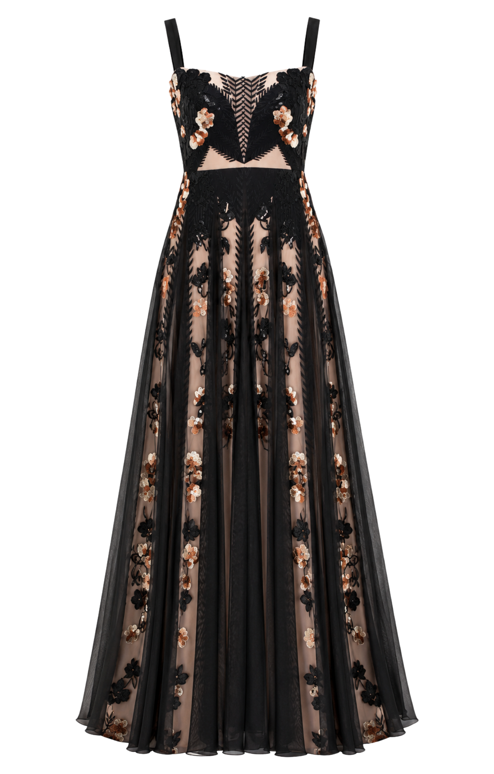 Gilded Strappy Gown - Almond