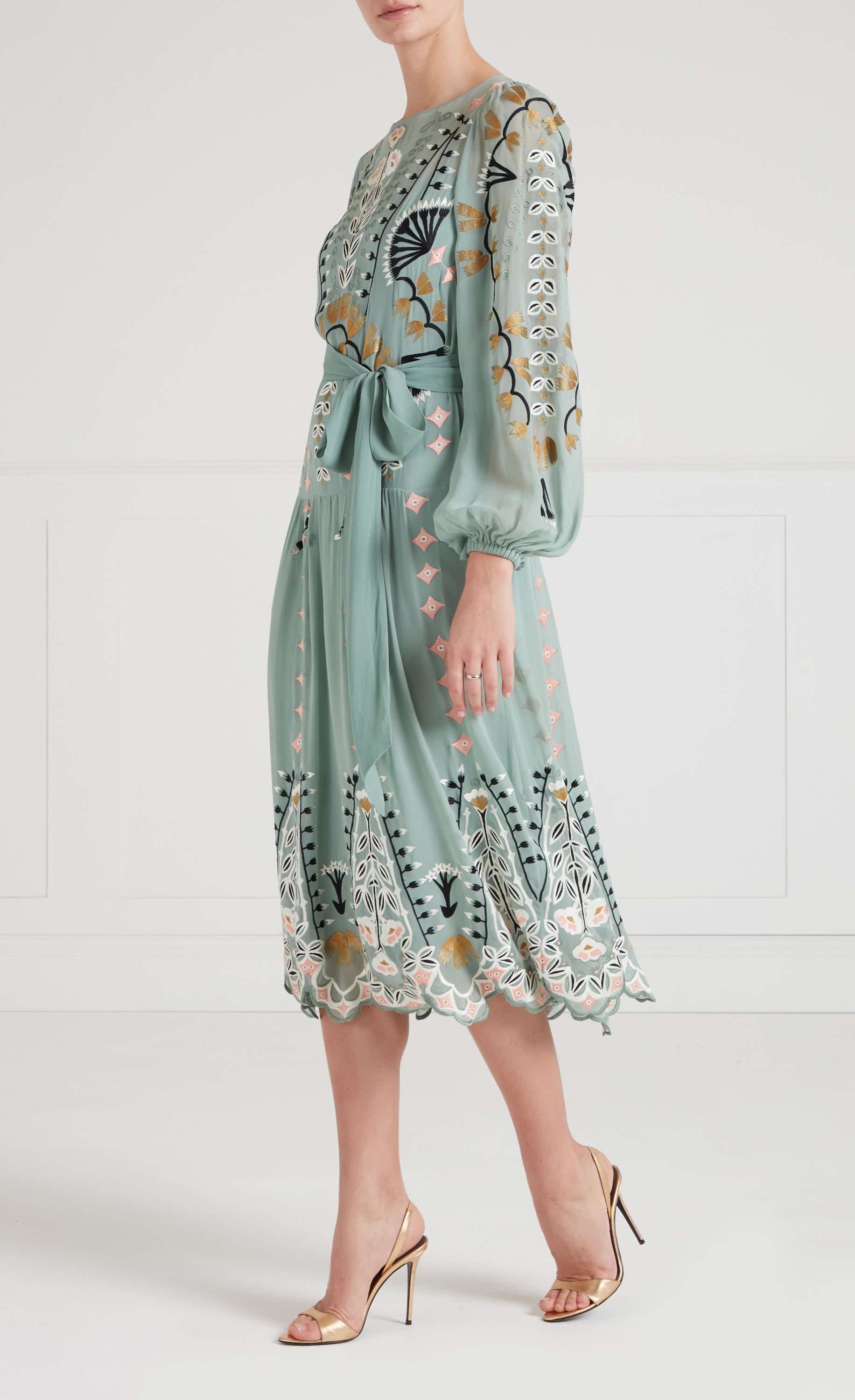 Rosalba Sleeved Dress - Jade Green
