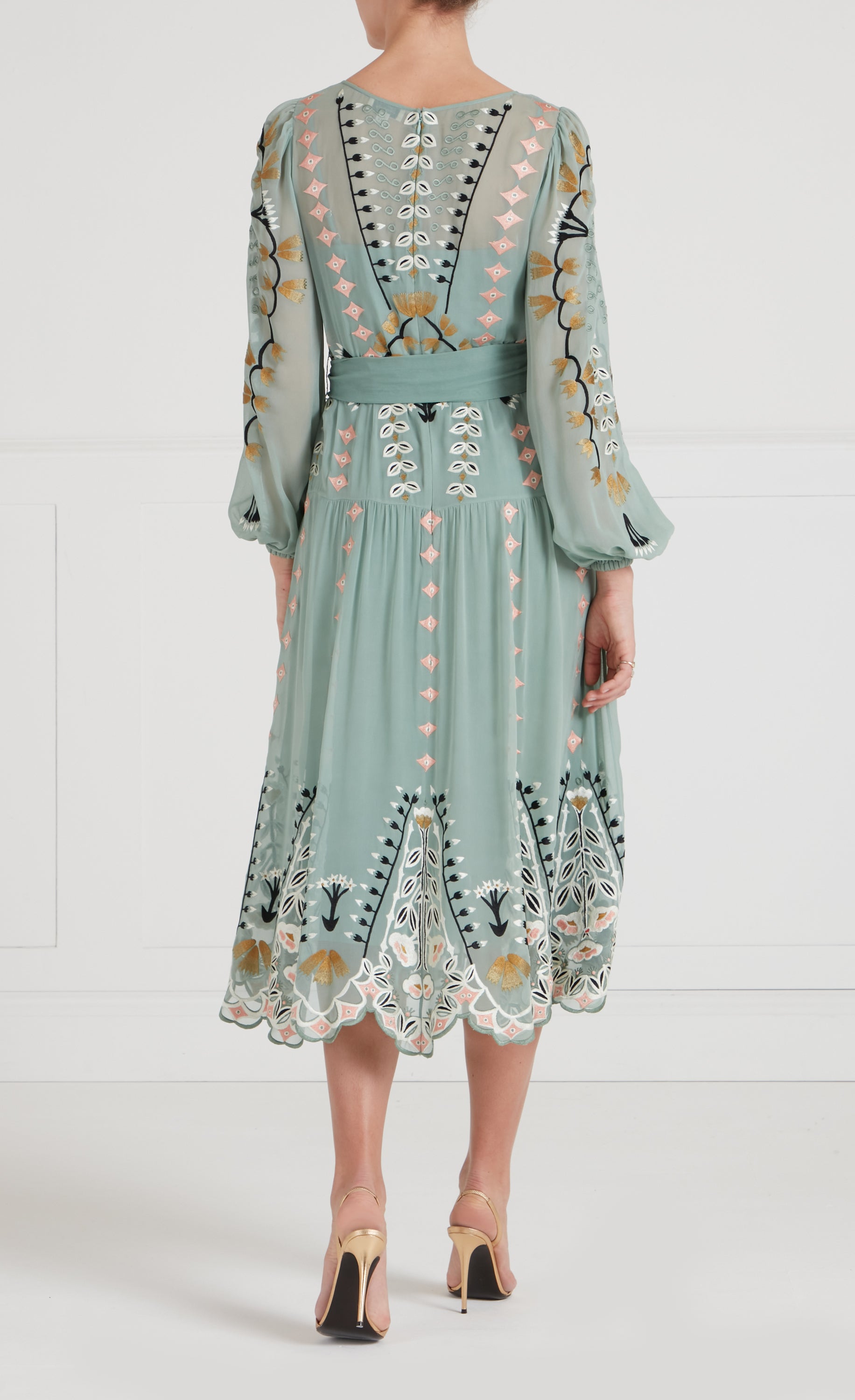 Rosalba Sleeved Dress - Jade Green