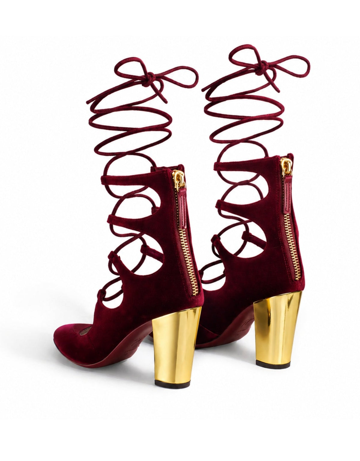 Siren Lace-Up Booties - Burgundy