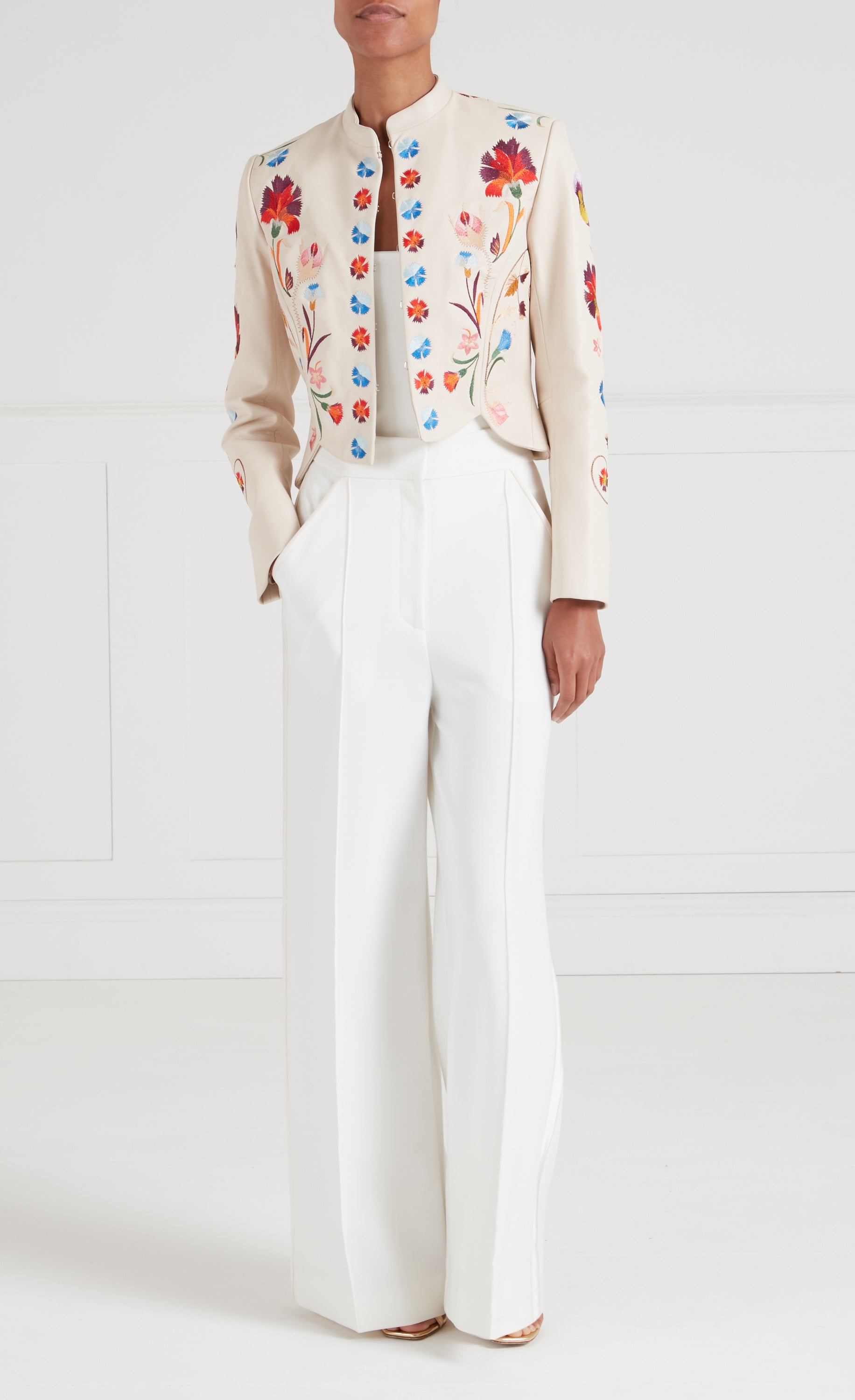 Toledo Fitted Leather Jacket - Ivory