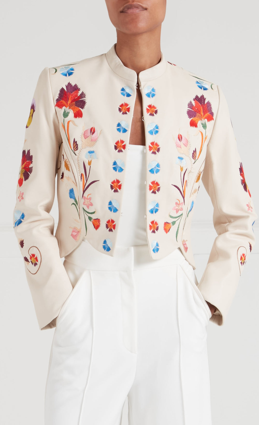 Toledo Fitted Leather Jacket - Ivory