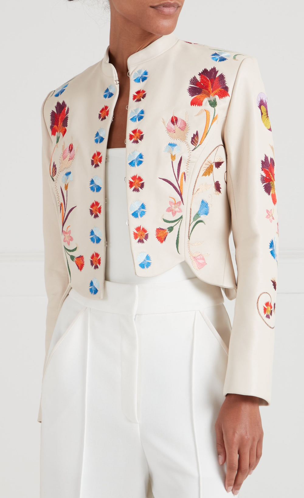 Toledo Fitted Leather Jacket - Ivory