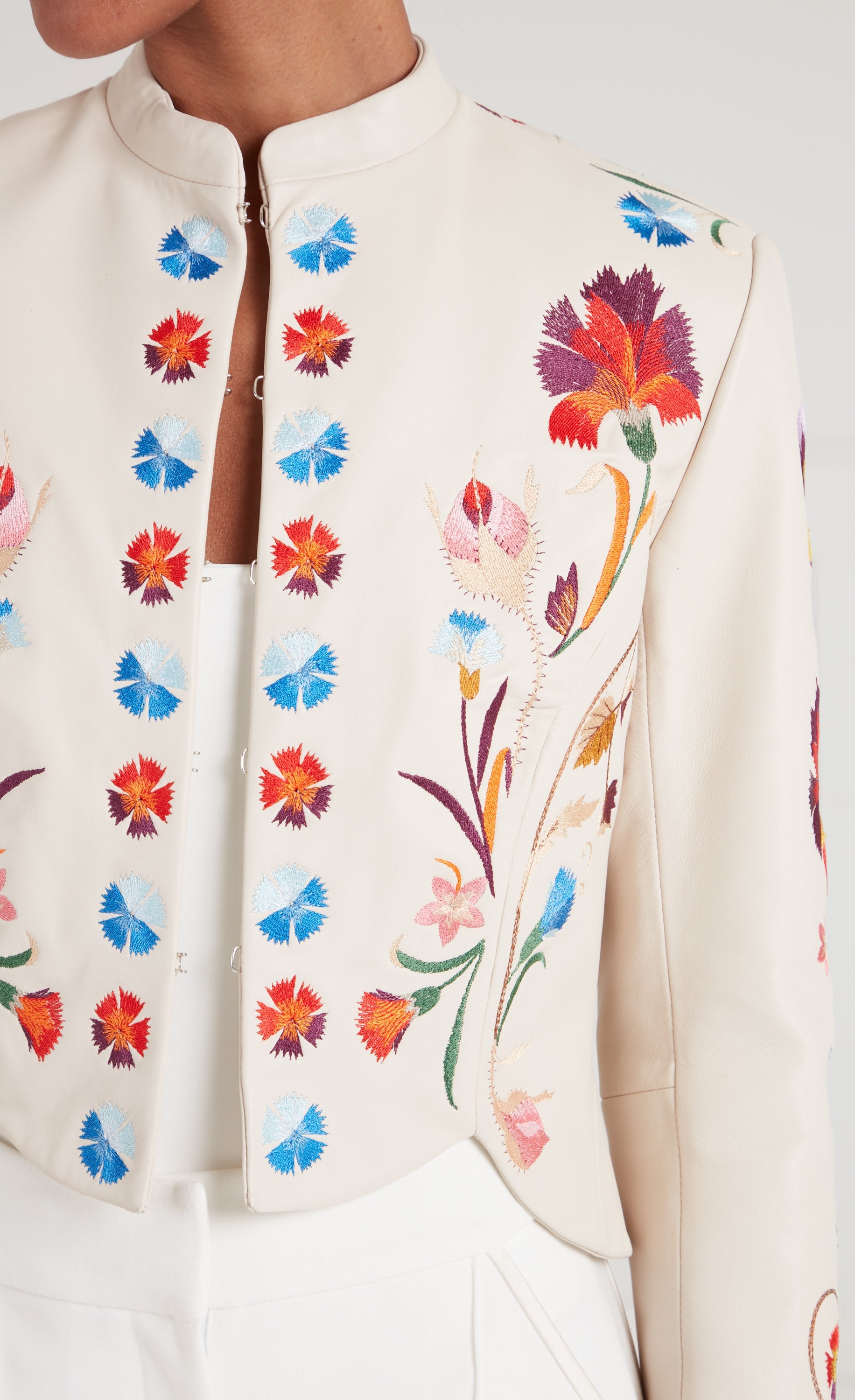 Toledo Fitted Leather Jacket - Ivory