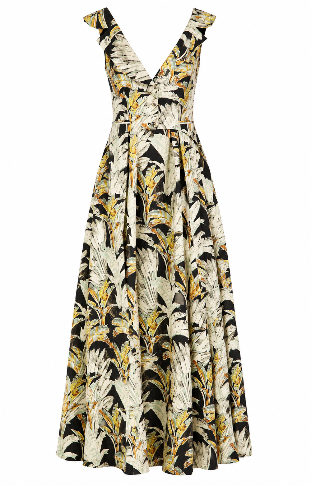 Baxter Linen Full Length Dress - Black/Khaki