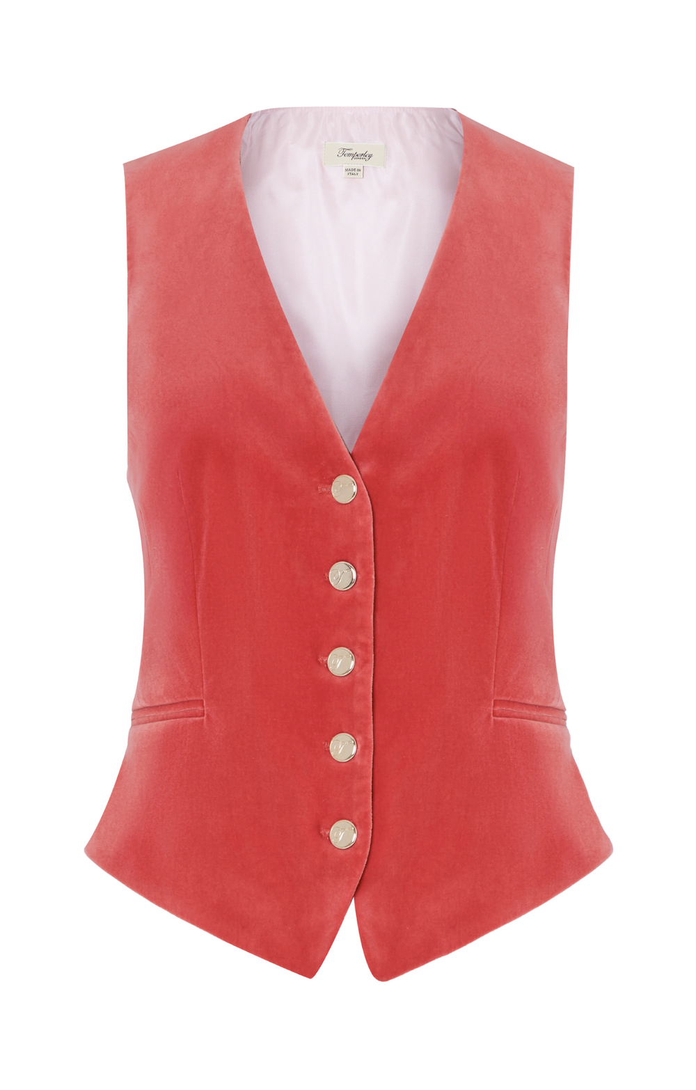 Clove Velvet Waistcoat - Coral
