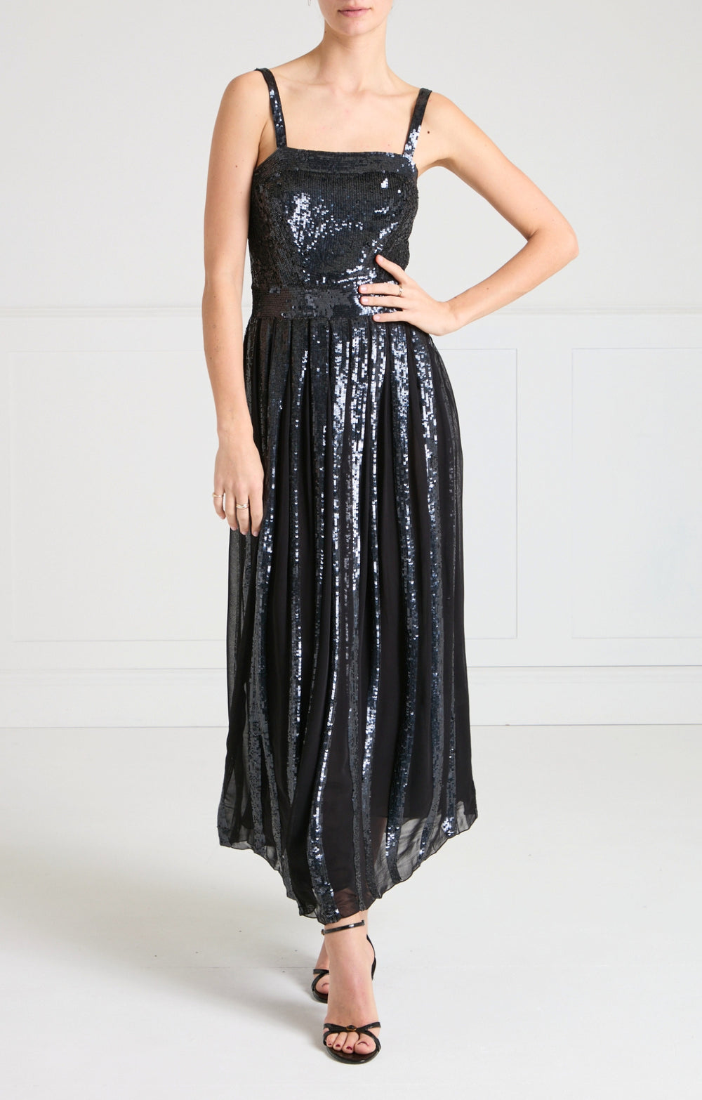 Filigree Strappy Dress - Black