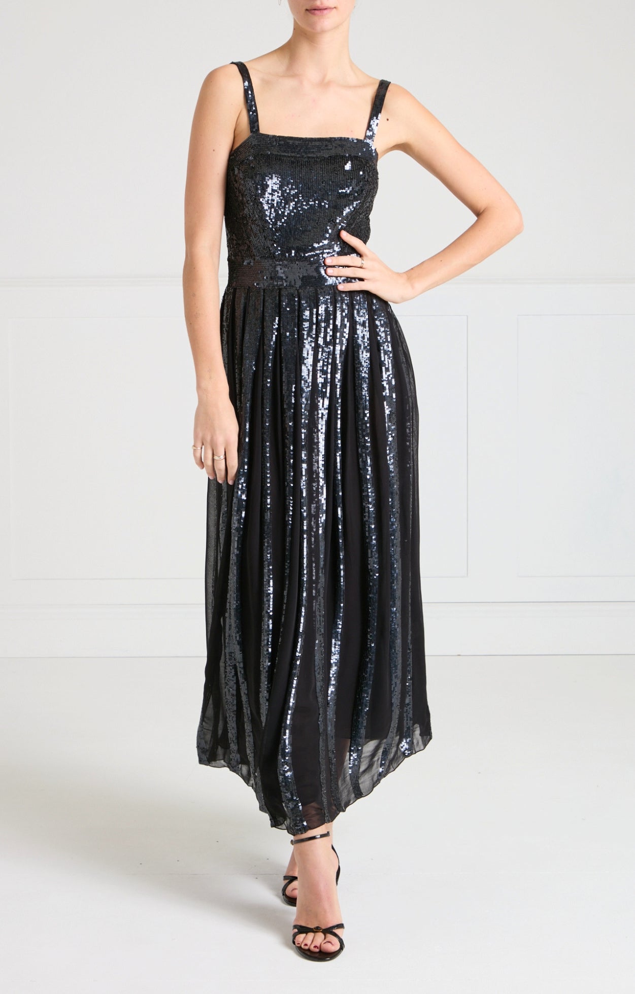 Filigree Strappy Dress - Black
