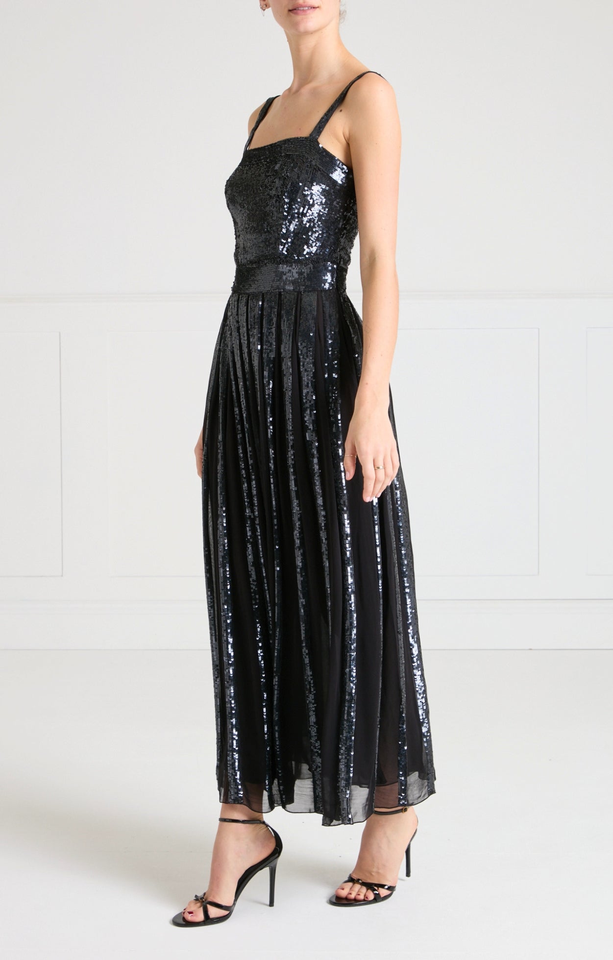 Filigree Strappy Dress - Black