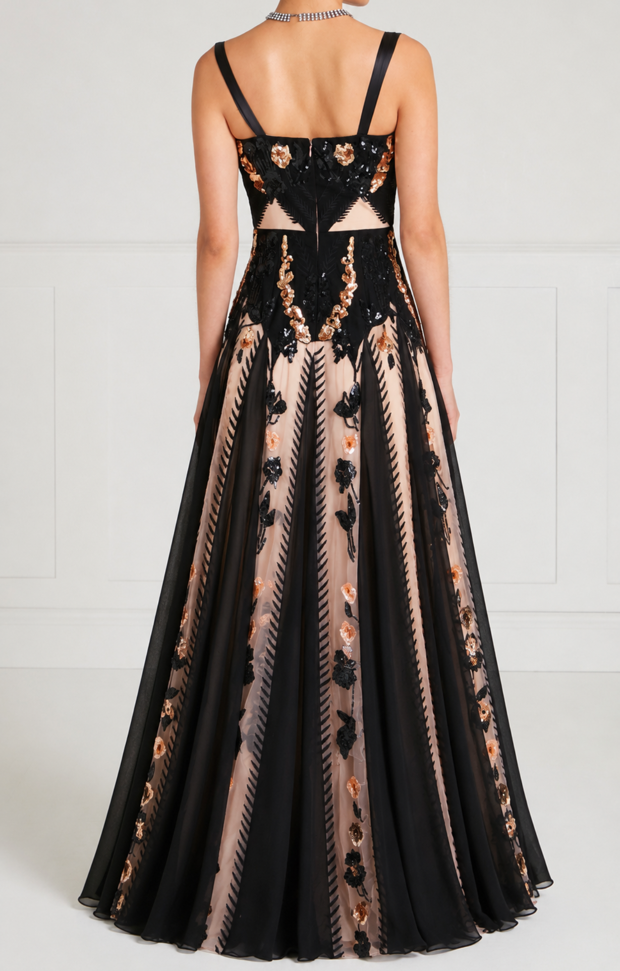 Gilded Strappy Gown - Almond