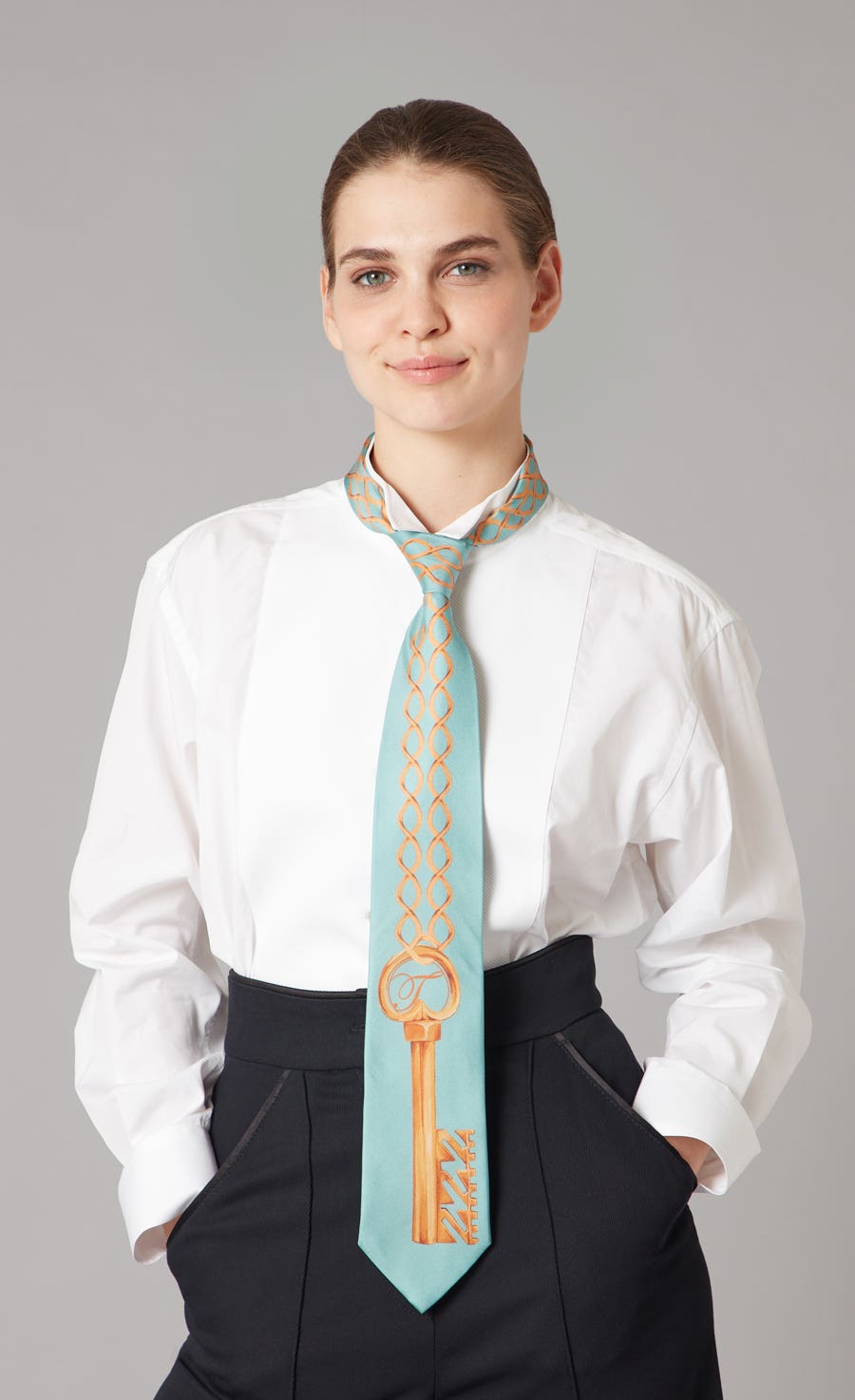 Kelsey Printed Neck Tie - Celadon